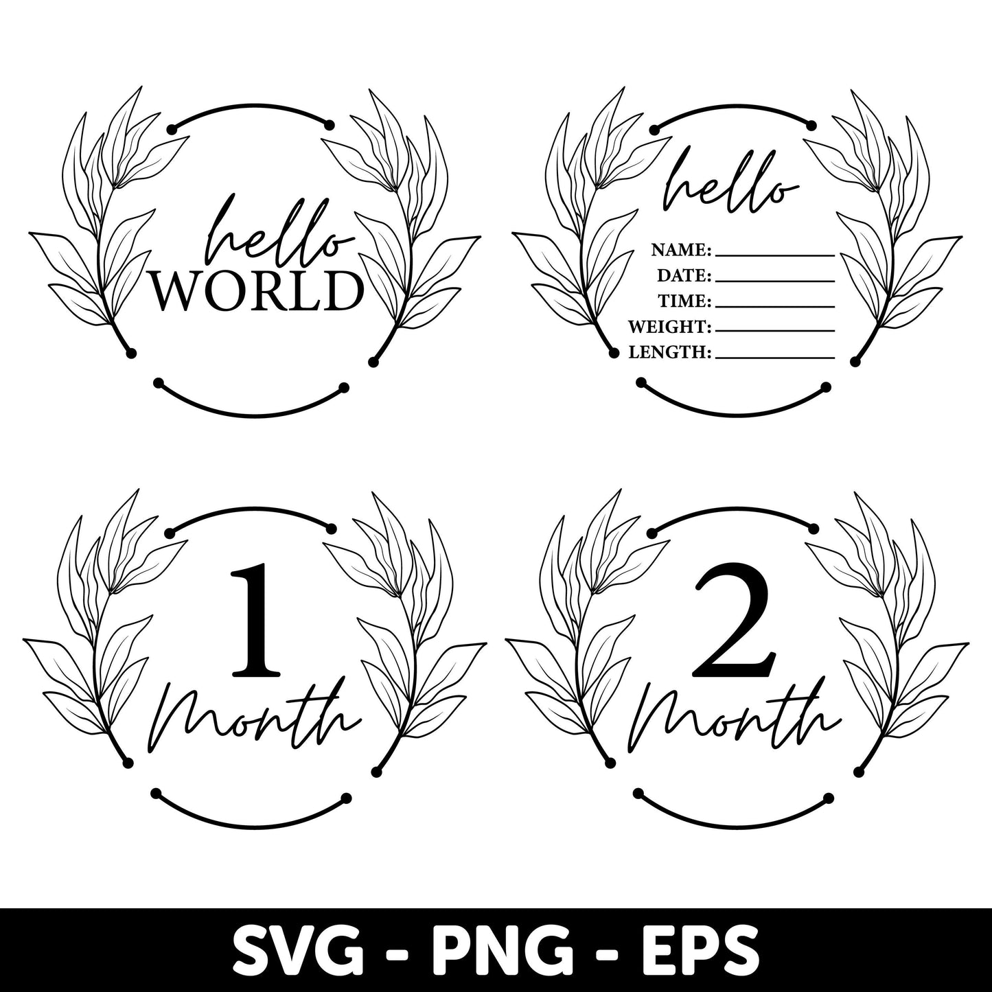 Hello world SVG, Baby announcement Svg, Baby milestone Svg, Baby stats Svg, Baby Milestone Round Svg, Monthly Baby Markers SVG