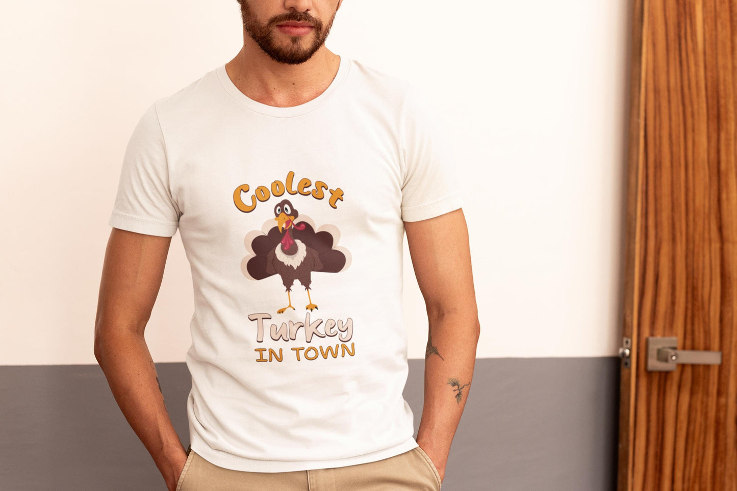 Coolest Turkey in Town SVG, Funny Thanksgiving SVG, Turkey cut files, Boy Turkey, Turkey Svg, Thanksgiving design SVG, Humorous Design