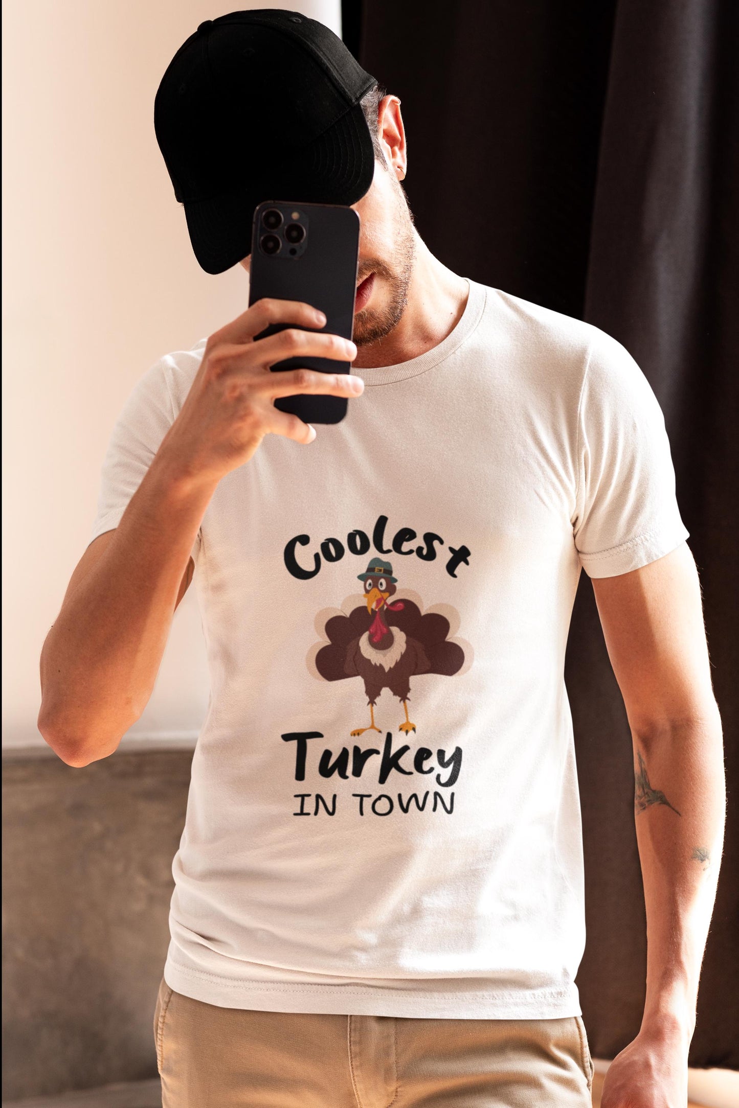 Coolest Turkey in Town with Pilgrim Hat - Funny Thanksgiving SVG, Thanksgiving Turkey Svg, Autumn Design, Turkey cut files, Boy Turkey