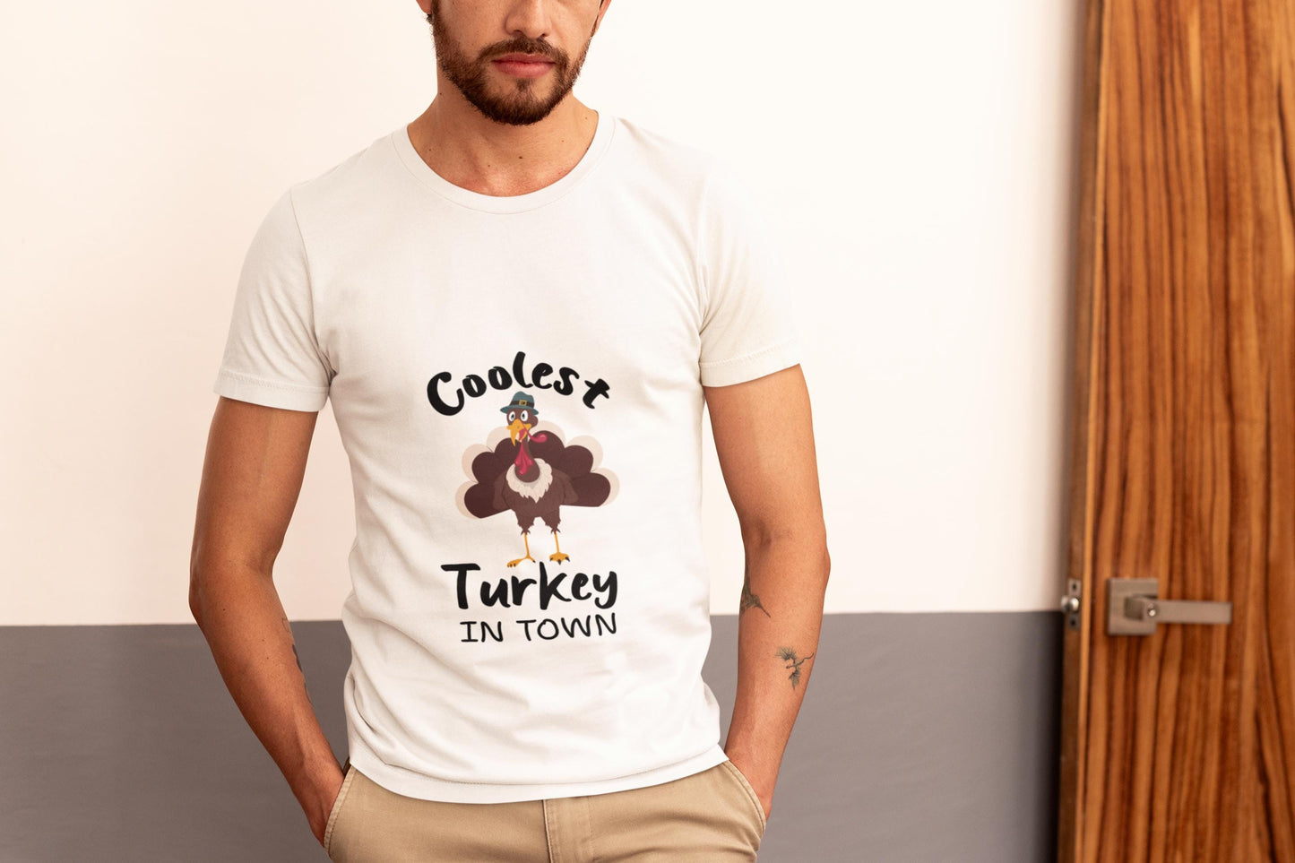 Coolest Turkey in Town with Pilgrim Hat - Funny Thanksgiving SVG, Thanksgiving Turkey Svg, Autumn Design, Turkey cut files, Boy Turkey