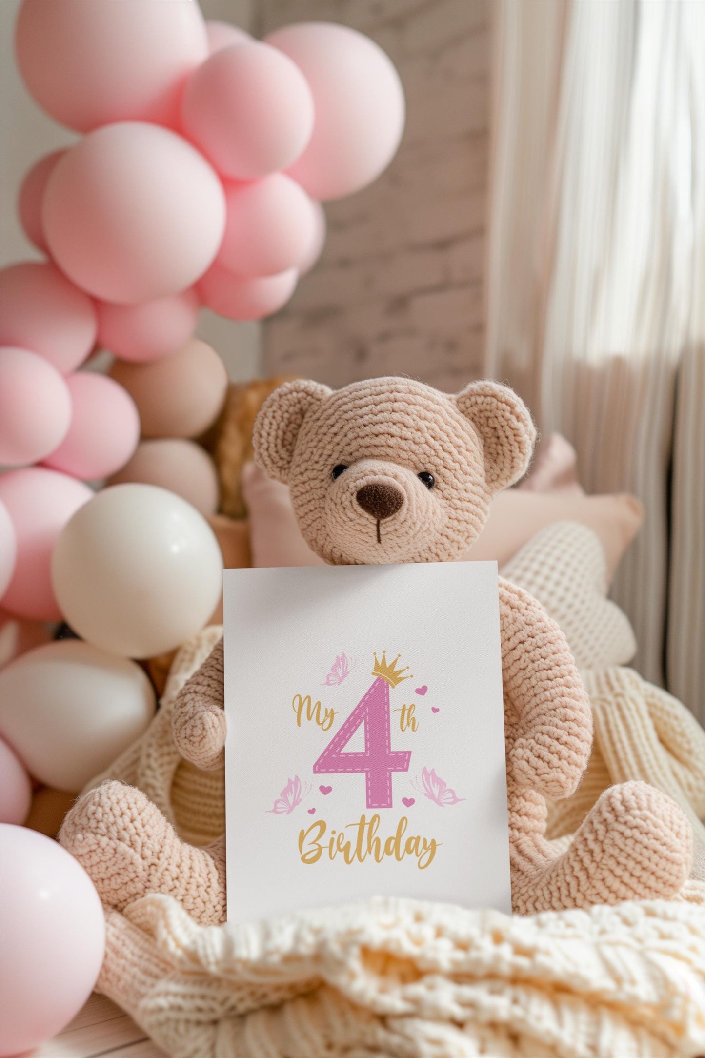 4th Birthday Princess SVG Design, Princess Birthday Design, Fourth Birthday Girl Svg, Butterfly and Crown Svg, Princess Party svg