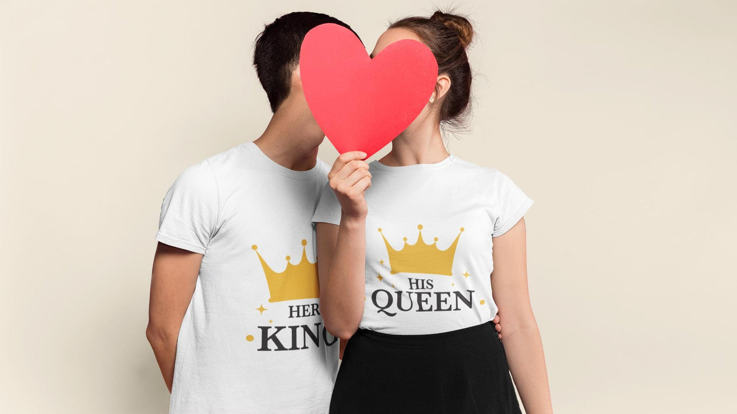 Her King and His Queen Couple SVG Bundle - Gold & Black Crown Design, Her King Svg, His Queen Svg Royal Couple Design