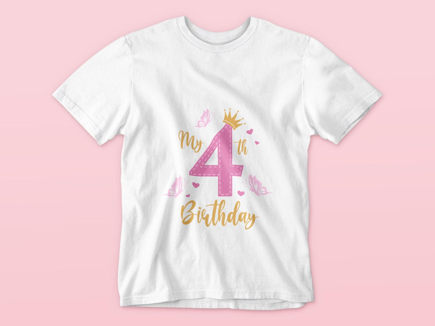 4th Birthday Princess SVG Design, Princess Birthday Design, Fourth Birthday Girl Svg, Butterfly and Crown Svg, Princess Party svg
