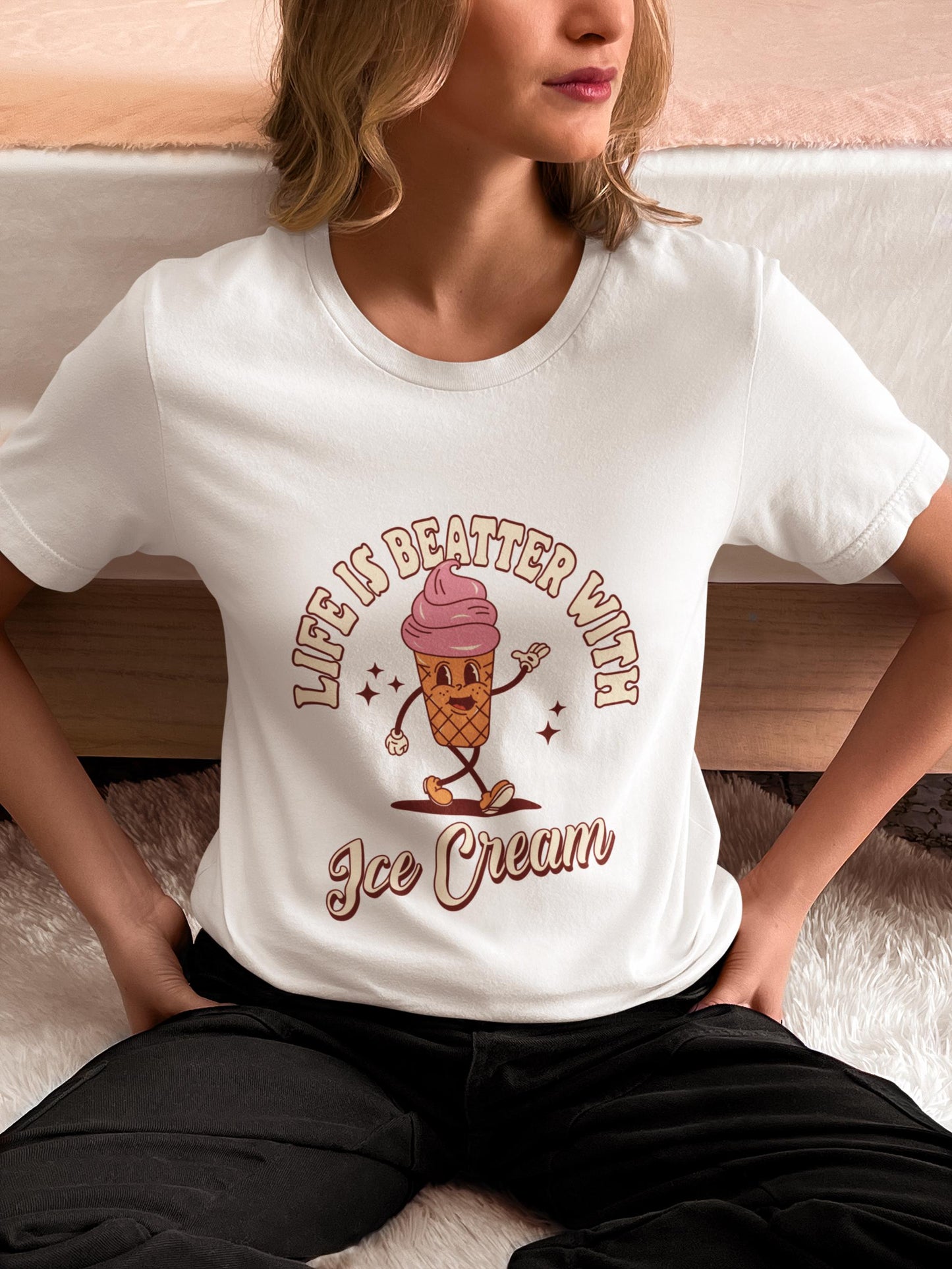 Life Is Better With Ice Cream Svg, Ice Cream Retro Character Svg, Groovy Summer Design, Groovy Summer Vibe Design, Ice cream poster