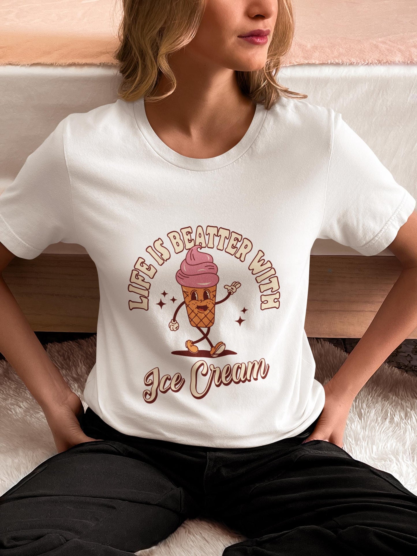 Life Is Better With Ice Cream Svg, Ice Cream Retro Character Svg, Groovy Summer Design, Groovy Summer Vibe Design, Ice cream poster
