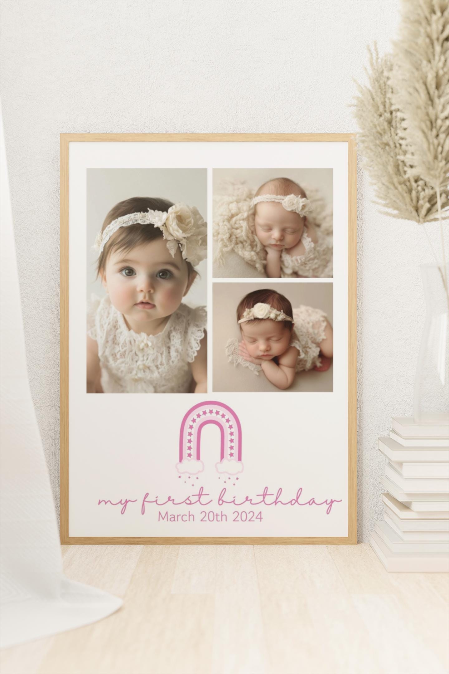 First birthday collage Canva template, Baby’s First Birthday, Birthday gift, First Birthday collage, Collage Template Rainbow,