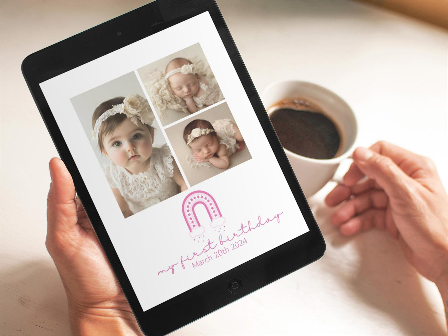 First birthday collage Canva template, Baby’s First Birthday, Birthday gift, First Birthday collage, Collage Template Rainbow,