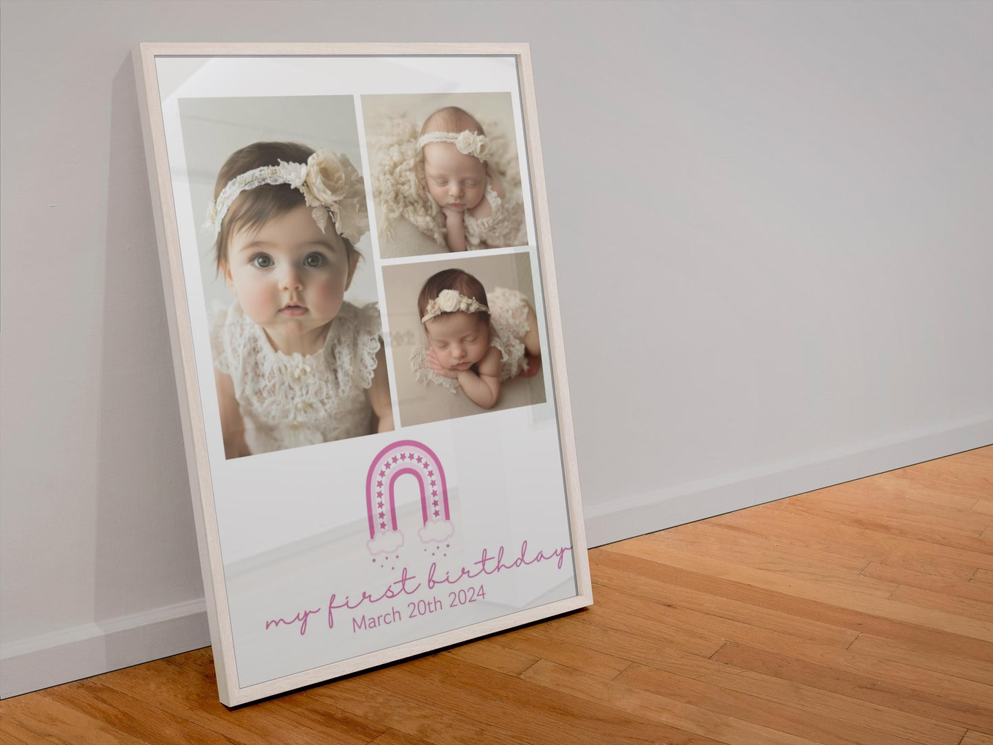 First birthday collage Canva template, Baby’s First Birthday, Birthday gift, First Birthday collage, Collage Template Rainbow,