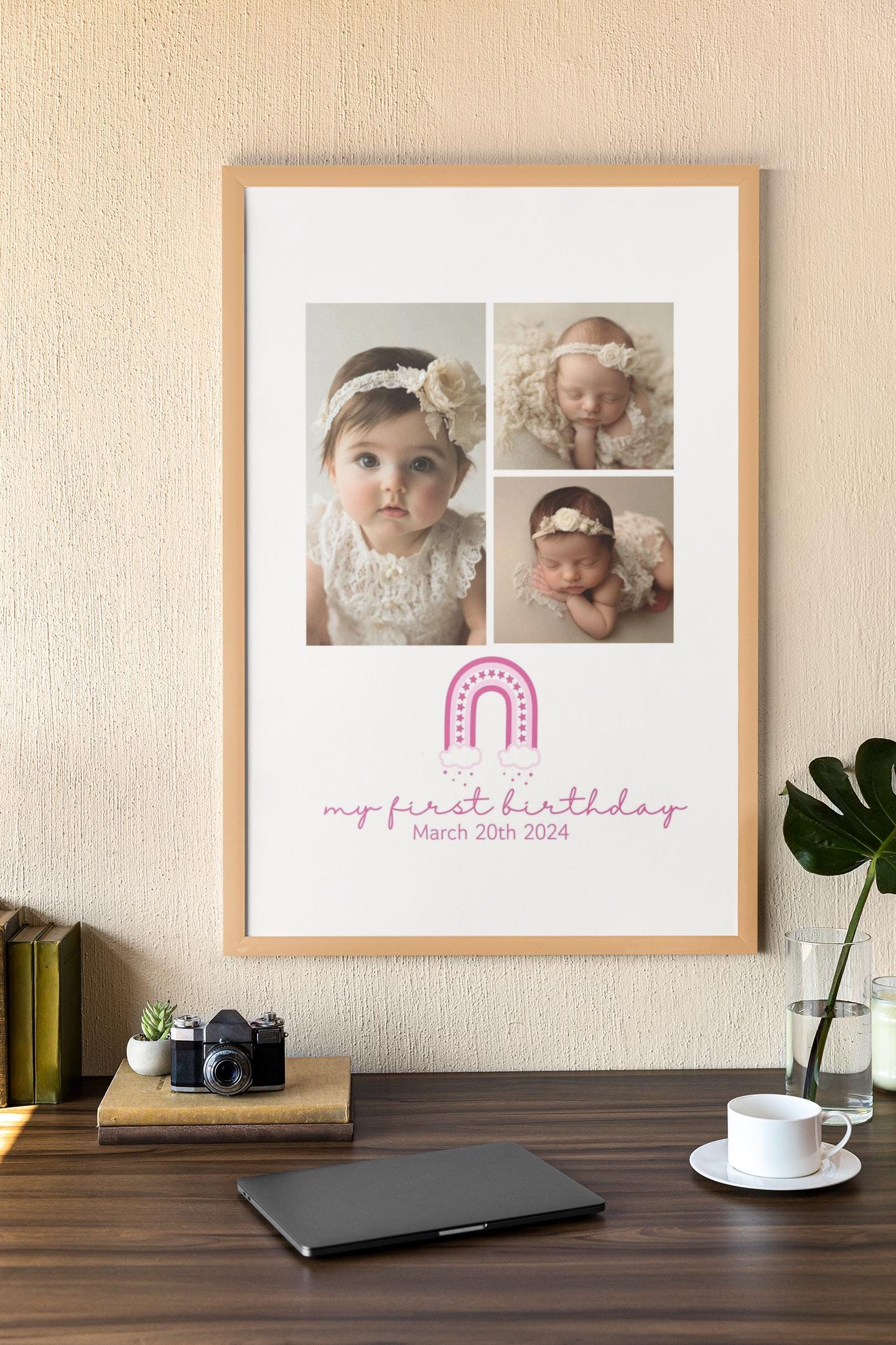 First birthday collage Canva template, Baby’s First Birthday, Birthday gift, First Birthday collage, Collage Template Rainbow,