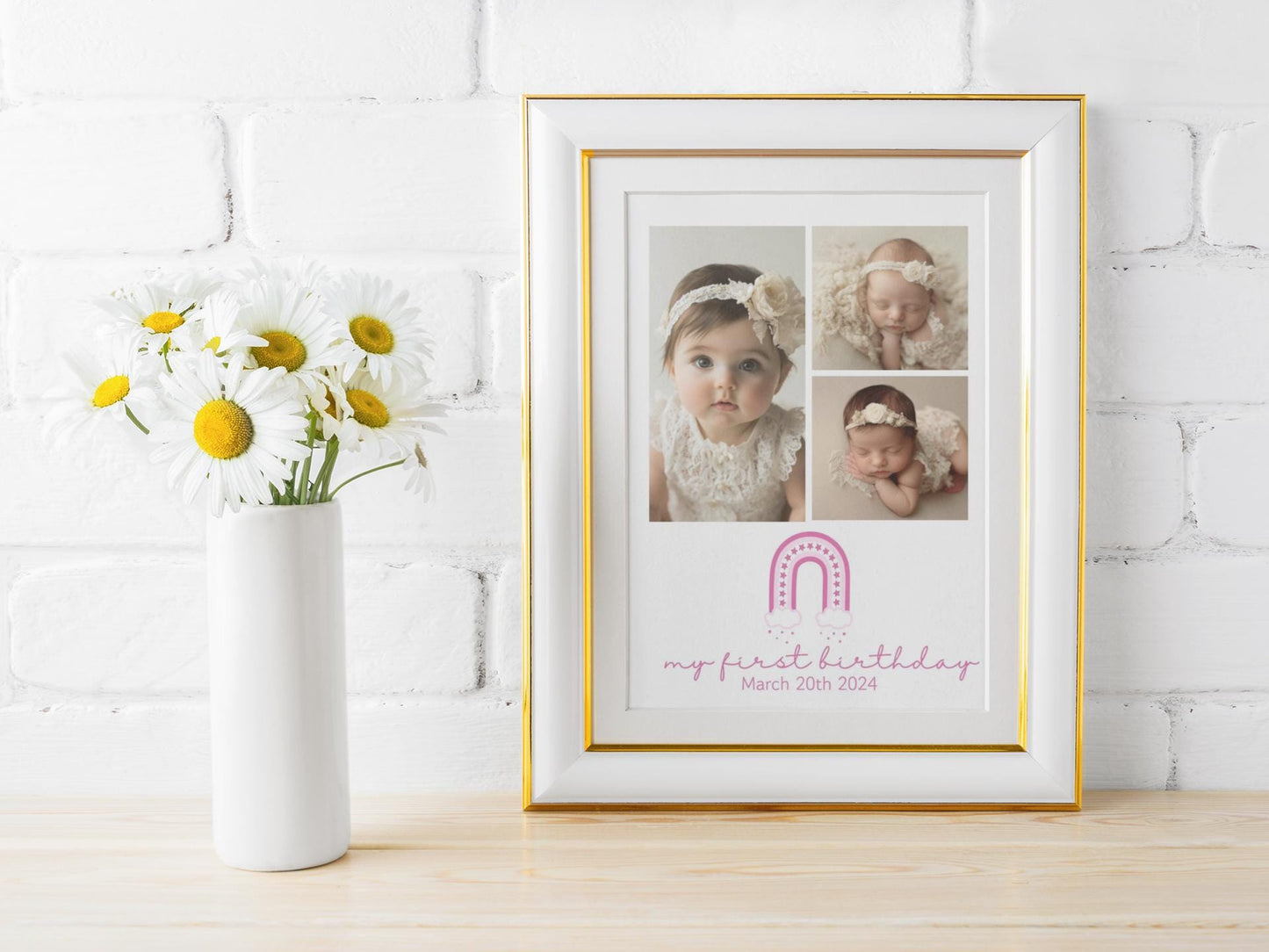 First birthday collage Canva template, Baby’s First Birthday, Birthday gift, First Birthday collage, Collage Template Rainbow,