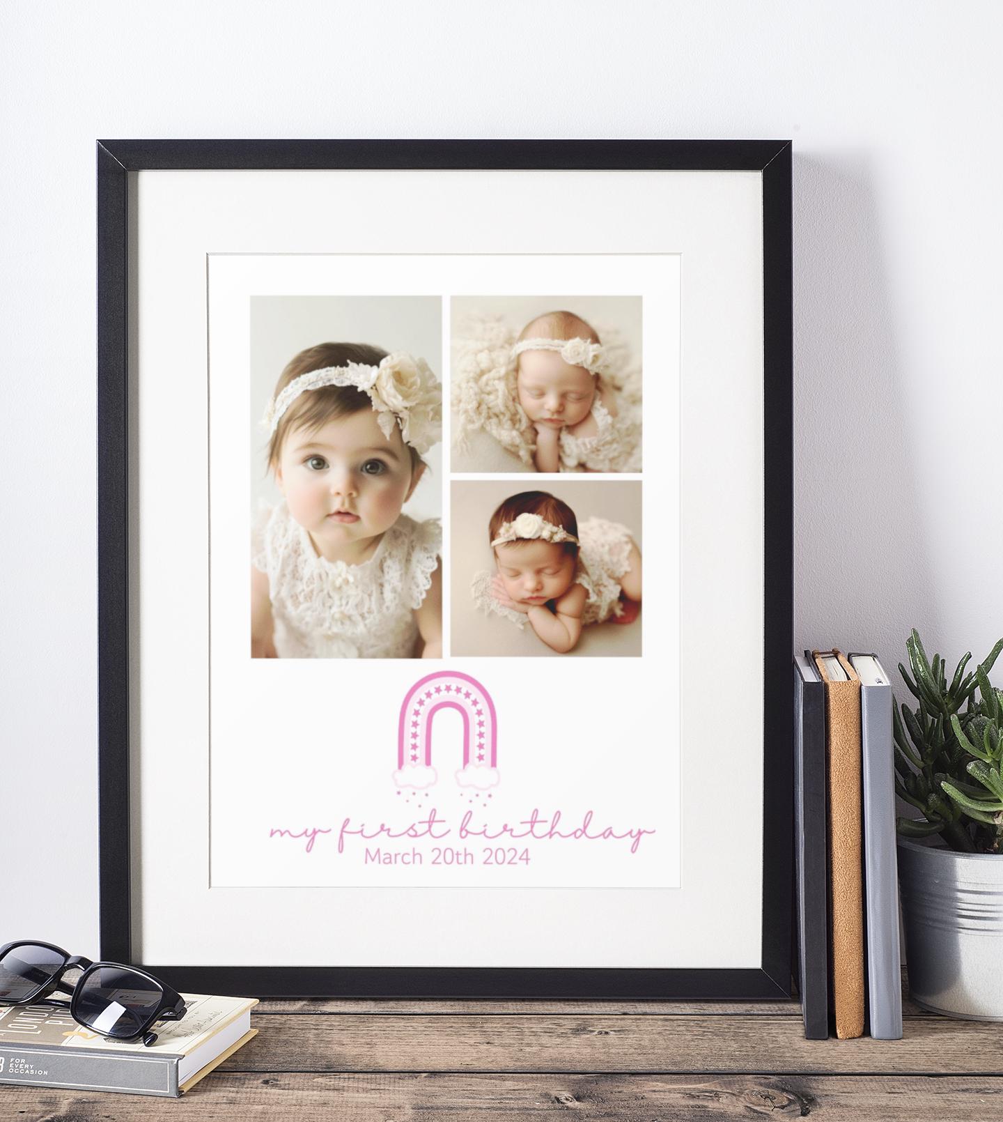 First birthday collage Canva template, Baby’s First Birthday, Birthday gift, First Birthday collage, Collage Template Rainbow,