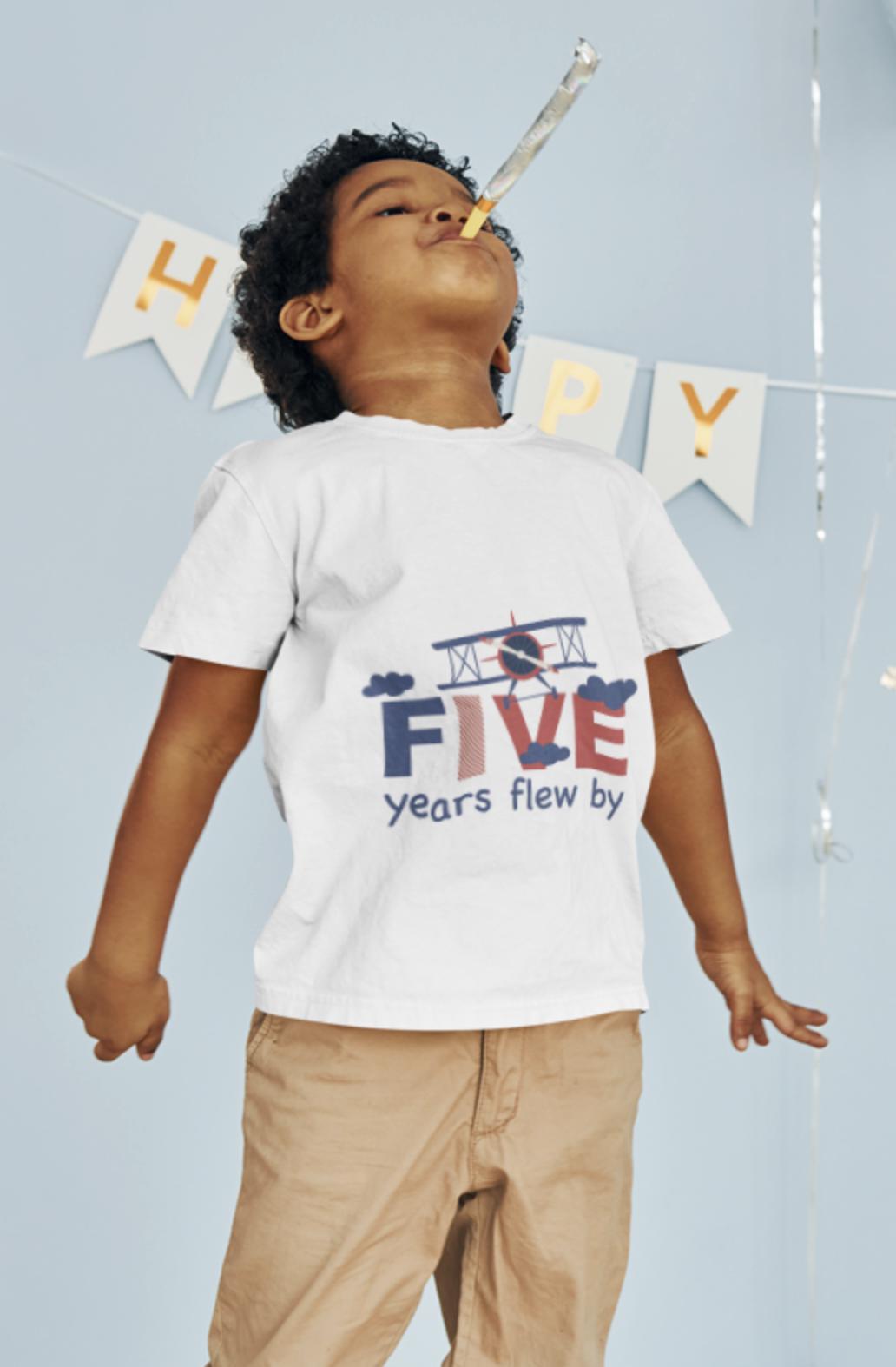 Airplane Birthday SVG - Five Years Flew By - 5th Birthday Boy Shirt Design, Pilot Birthday , Airplane Party Svg, Travel Theme Birthday svg
