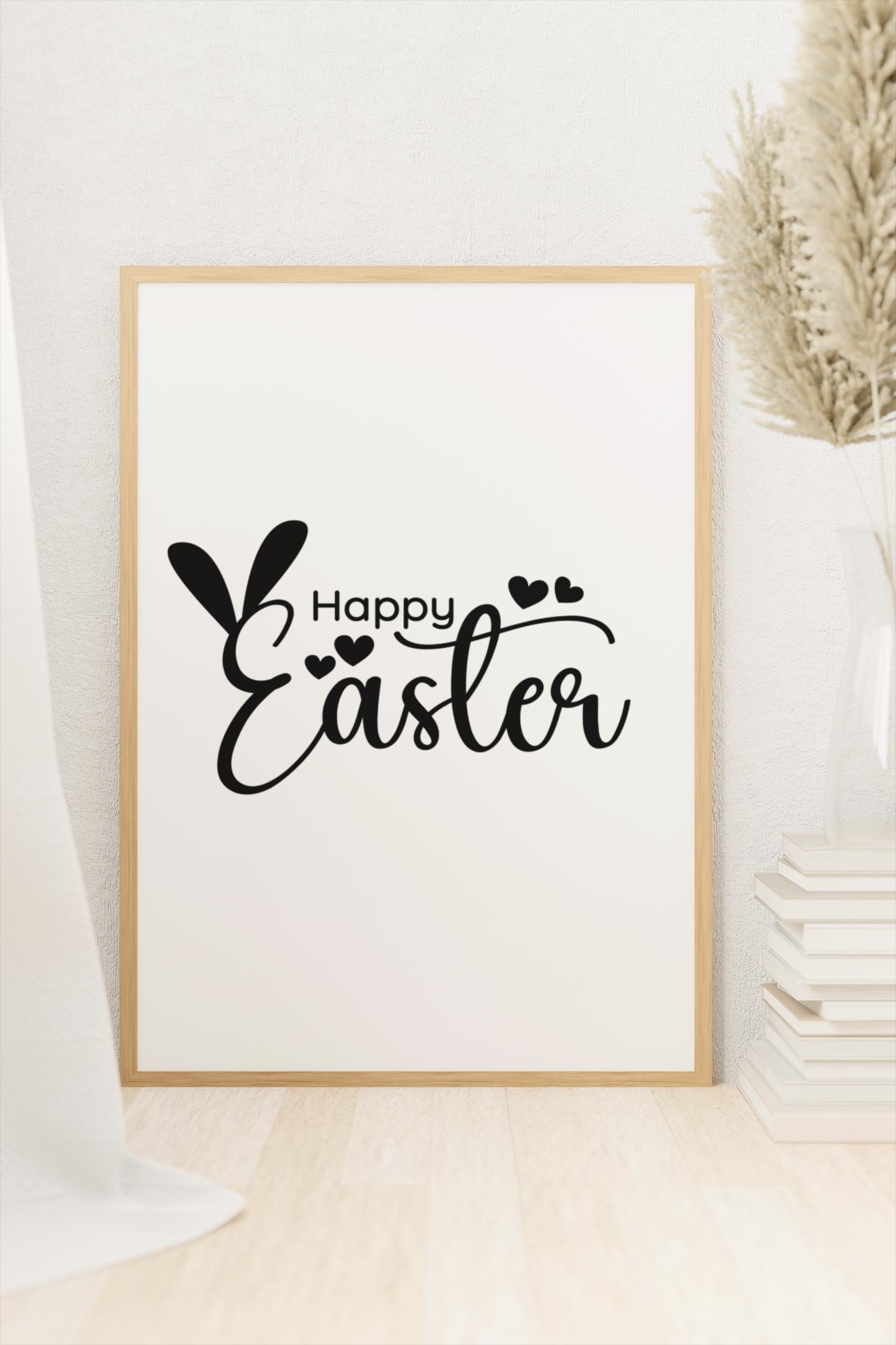 Happy Easter SVG | Bunny Ears Easter Cut File | Cute Easter Quote for Cricut & Silhouette, Easter T-Shirt Design, Printable Easter Design