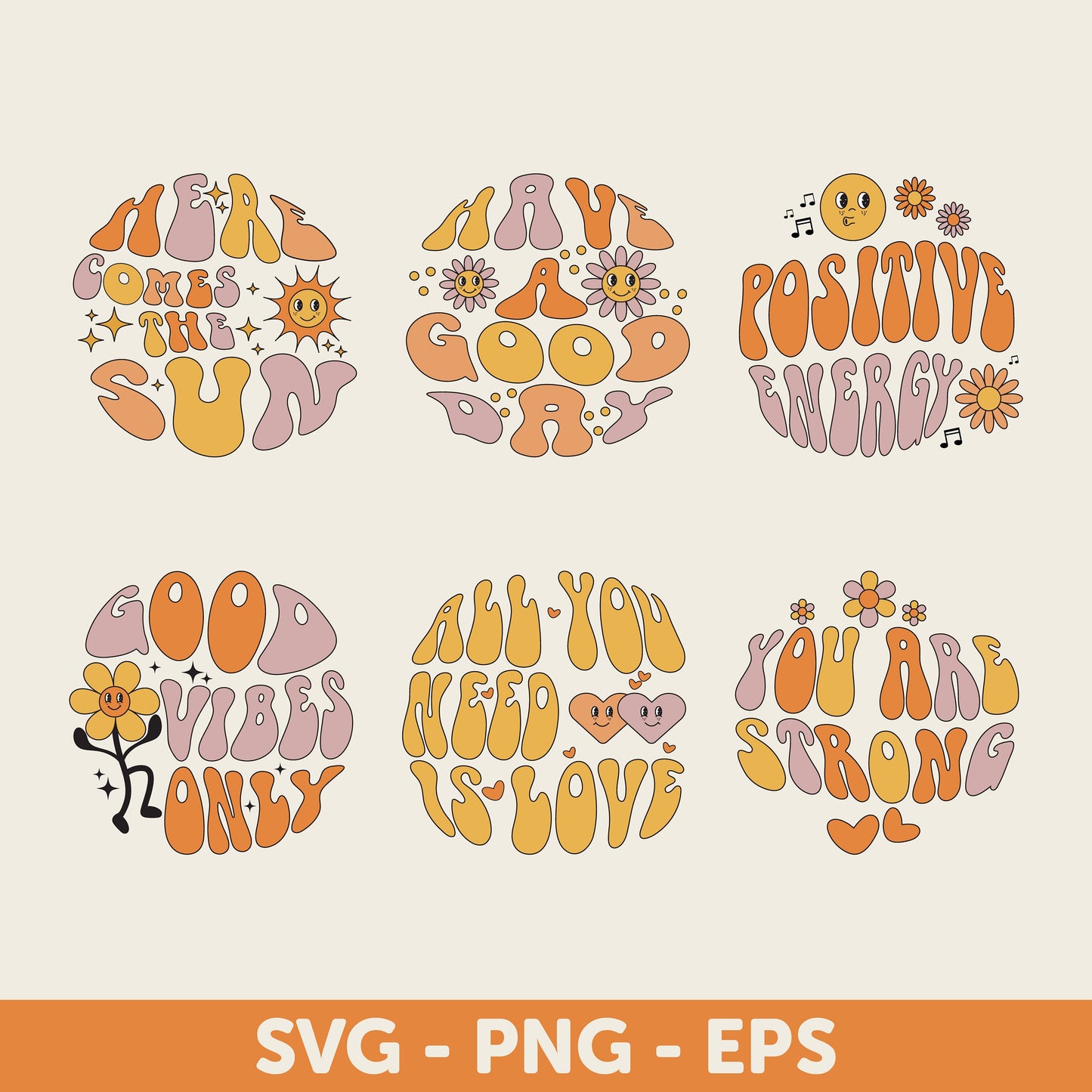 Motivational Quotes SVG, Inspirational SVG, Positive Quotes, Happy Quotes, Vintage Style, Printable Stickers, Affirmations