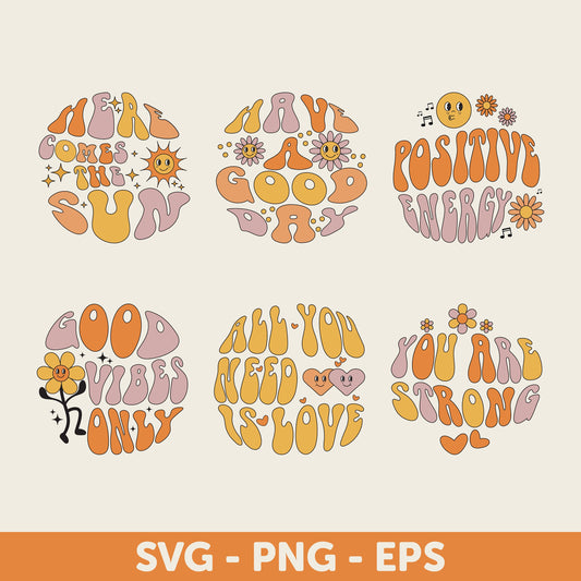 Motivational Quotes SVG, Inspirational SVG, Positive Quotes, Happy Quotes, Vintage Style, Printable Stickers, Affirmations