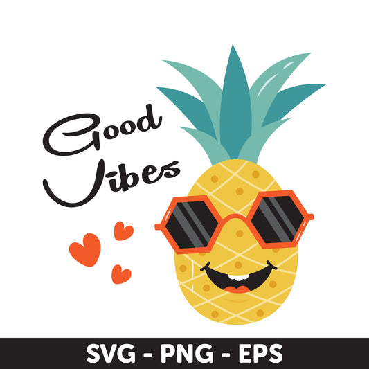 Pineapple Wearing Sunglasses SVG, Pineapple SVG, Summer SVG, Cute Pineapples Clipart, tropical, Cool Pineapple, Fashion Fruit Character