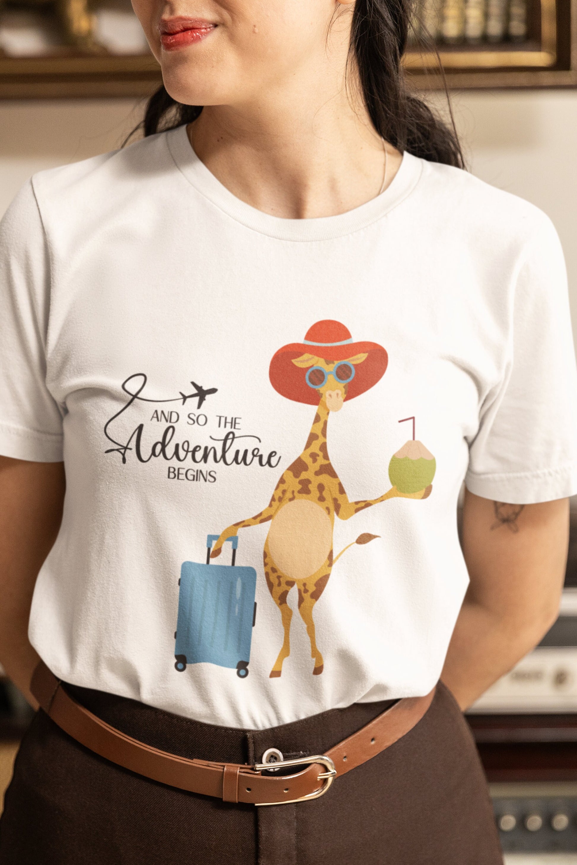 Travel Giraffe Clipart SVG, Adventure Begins, Giraffe Clipart, Travel PNG, Adventure PNG, Vacation Clipart, Fun Travel Graphics