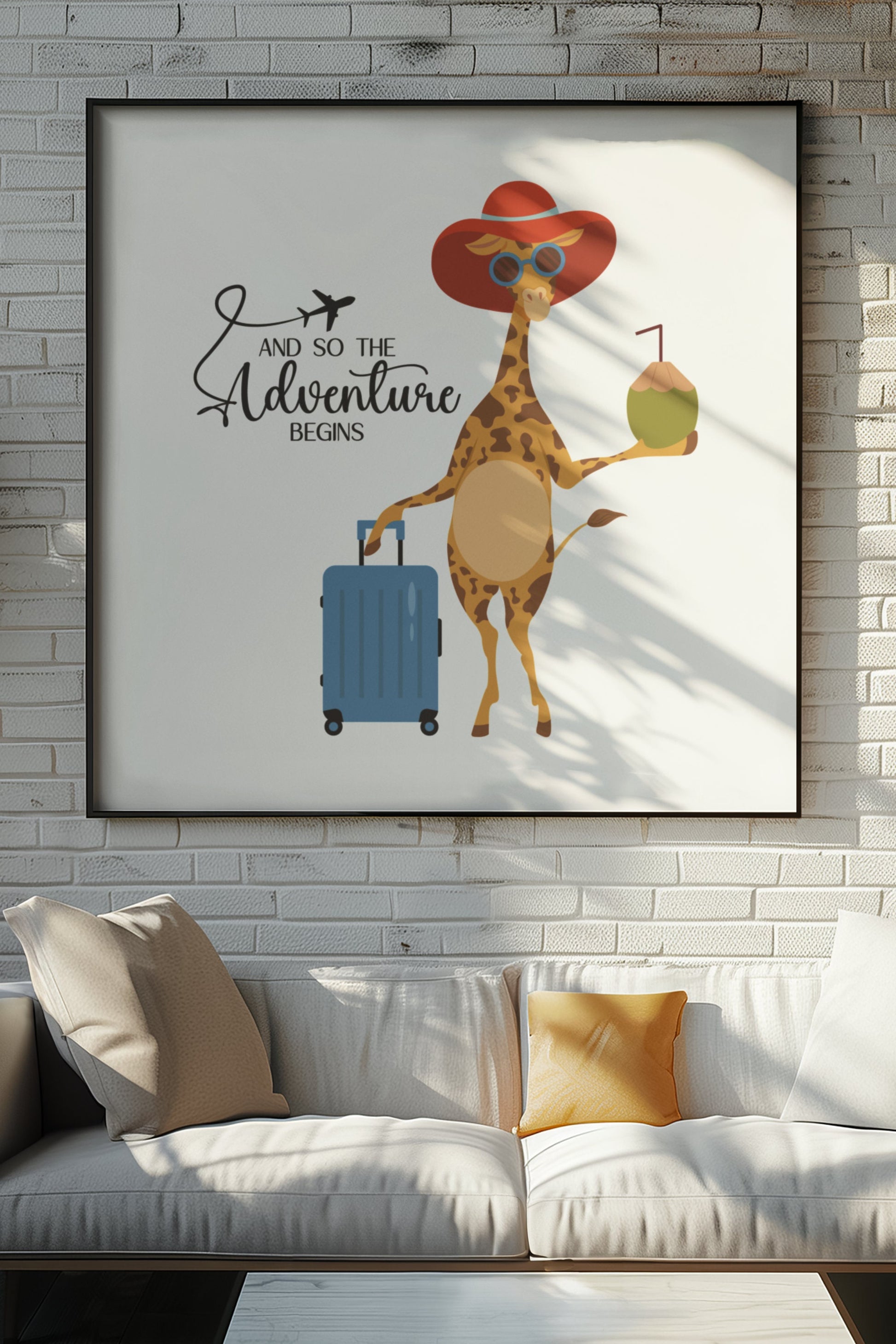 Travel Giraffe Clipart SVG, Adventure Begins, Giraffe Clipart, Travel PNG, Adventure PNG, Vacation Clipart, Fun Travel Graphics