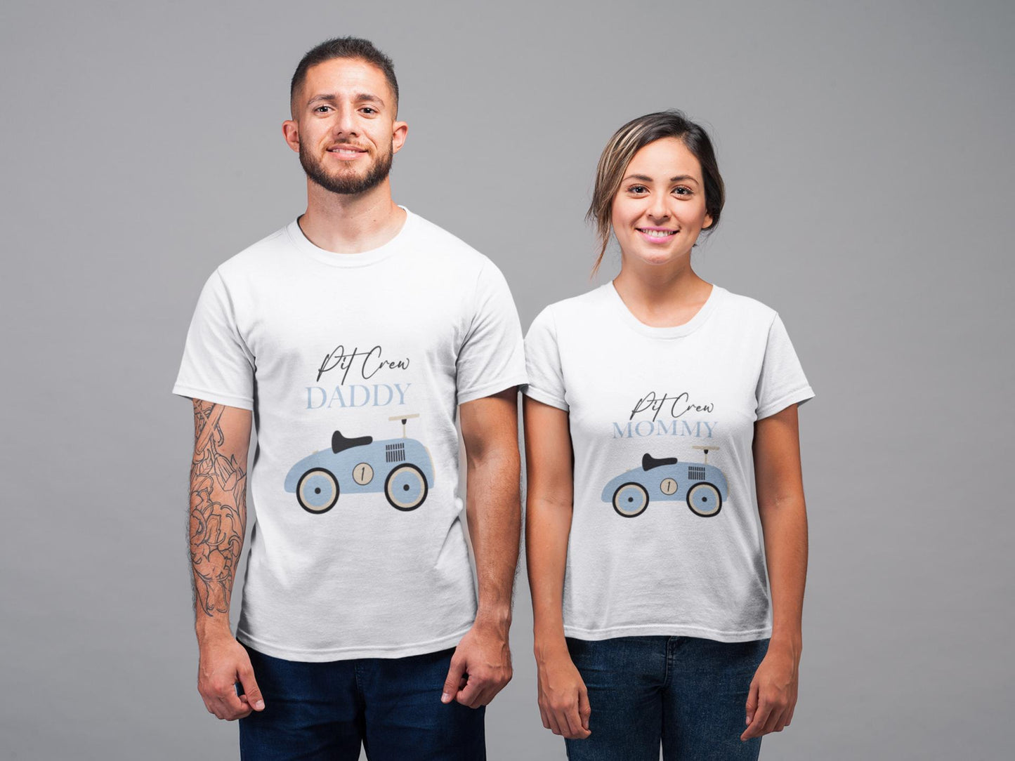 Blue Vintage Car Family SVG Bundle, Pit Crew Daddy, Mommy, Brother, Sister, Fast One SVG, Blue Race Car 1st Birthday Boy Shirt