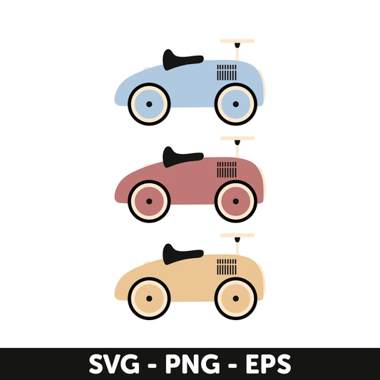 Retro Toy Car Illustration Set for Kids SVG, PNG, Digital Clipart Design SVG, Race Car, Retro Car Svg, Vintage toy car Eps, Kids Decor Svg
