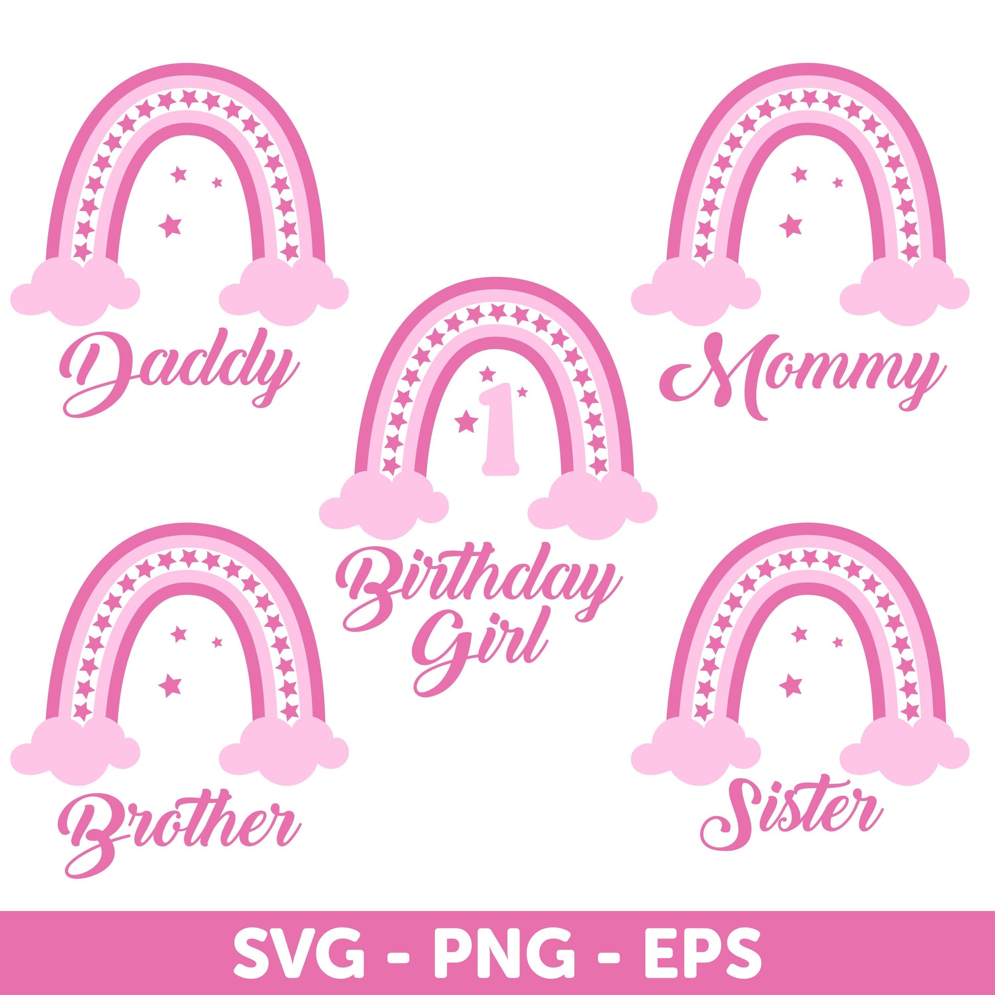 Rainbow First Birthday Party SNG, Boho First Birthday Shirt, Matching Girls Birthday SVG, Boho Rainbow SVG, Family Birthday Party Svg