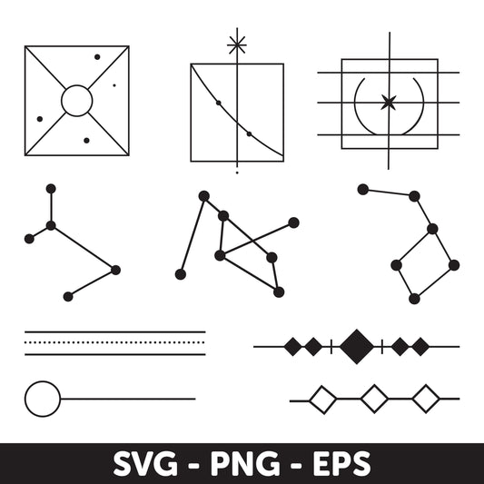 Minimalist Geometric SVG, PNG, Celestial Star Sign SVG, Mega Bundle, Constellation Svg, Magical, Mystical Svg