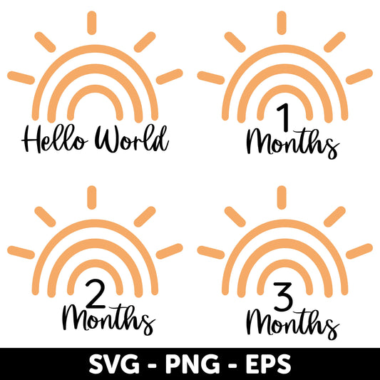 Baby Milestone SVG, Hello World SVG, Baby Rounds SVG, Baby Announcement Svg, Birth stats Svg, Baby Newborn Svg, New Baby Svg,