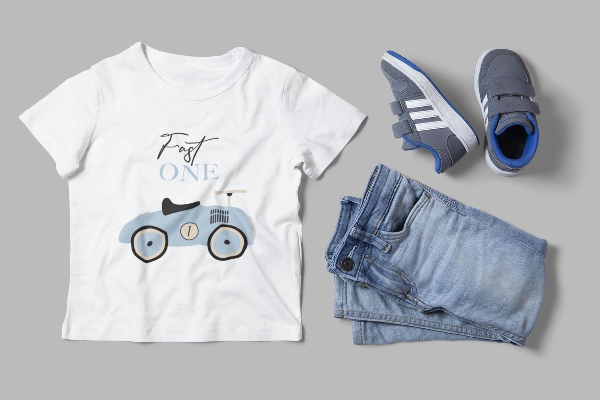 Blue Vintage Car Family SVG Bundle, Pit Crew Daddy, Mommy, Brother, Sister, Fast One SVG, Blue Race Car 1st Birthday Boy Shirt