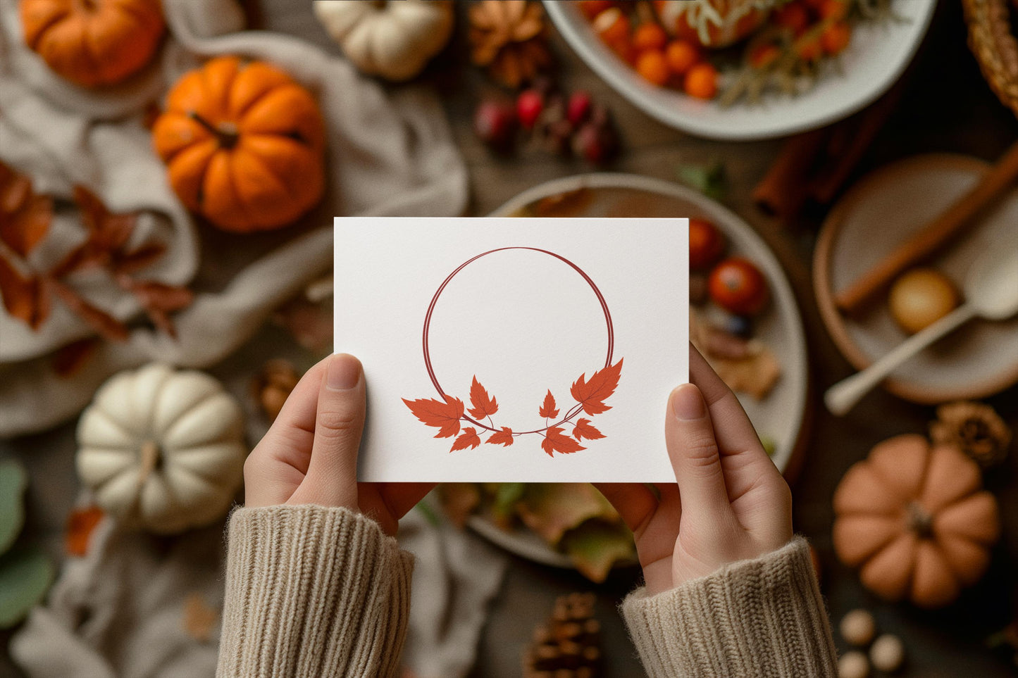 Autumn Wreath Bundle SVG, Fall Leaves Clip Art, Leaves wreath Svg, Thanksgiving Svg, Fall wreath Svg, Offset circle SVG, Leaves Monogram