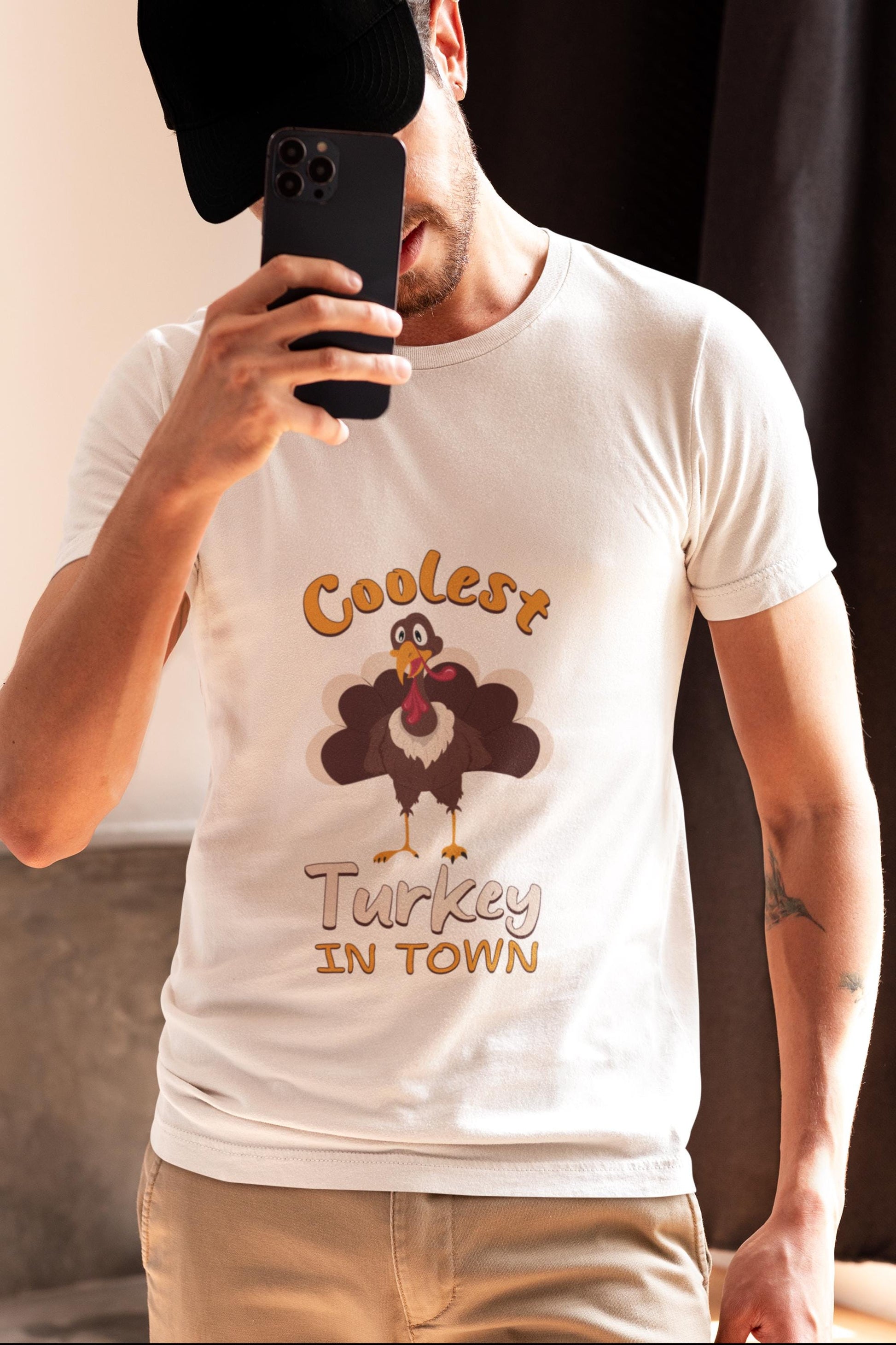 Coolest Turkey in Town SVG, Funny Thanksgiving SVG, Turkey cut files, Boy Turkey, Turkey Svg, Thanksgiving design SVG, Humorous Design