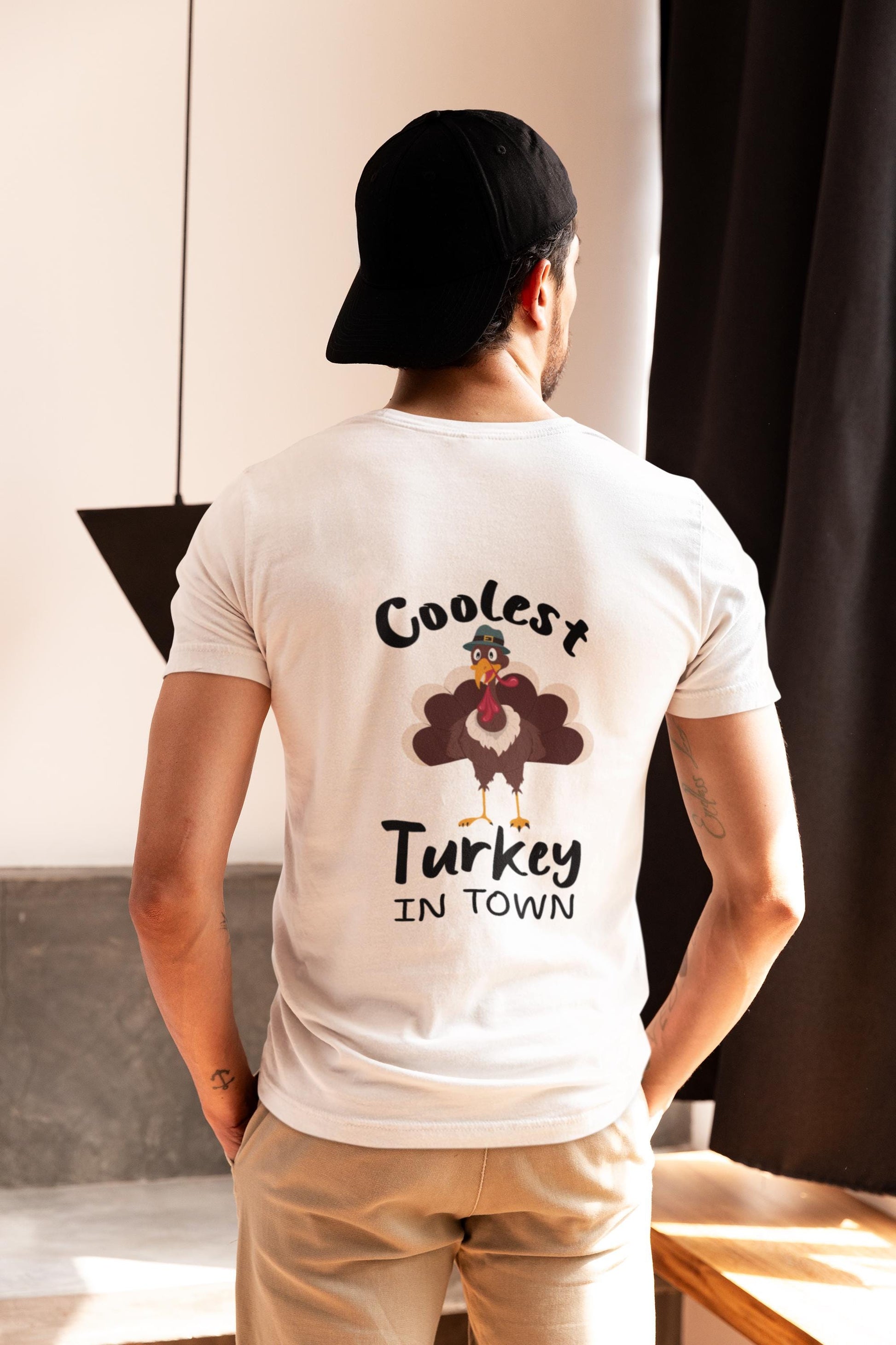 Coolest Turkey in Town with Pilgrim Hat - Funny Thanksgiving SVG, Thanksgiving Turkey Svg, Autumn Design, Turkey cut files, Boy Turkey