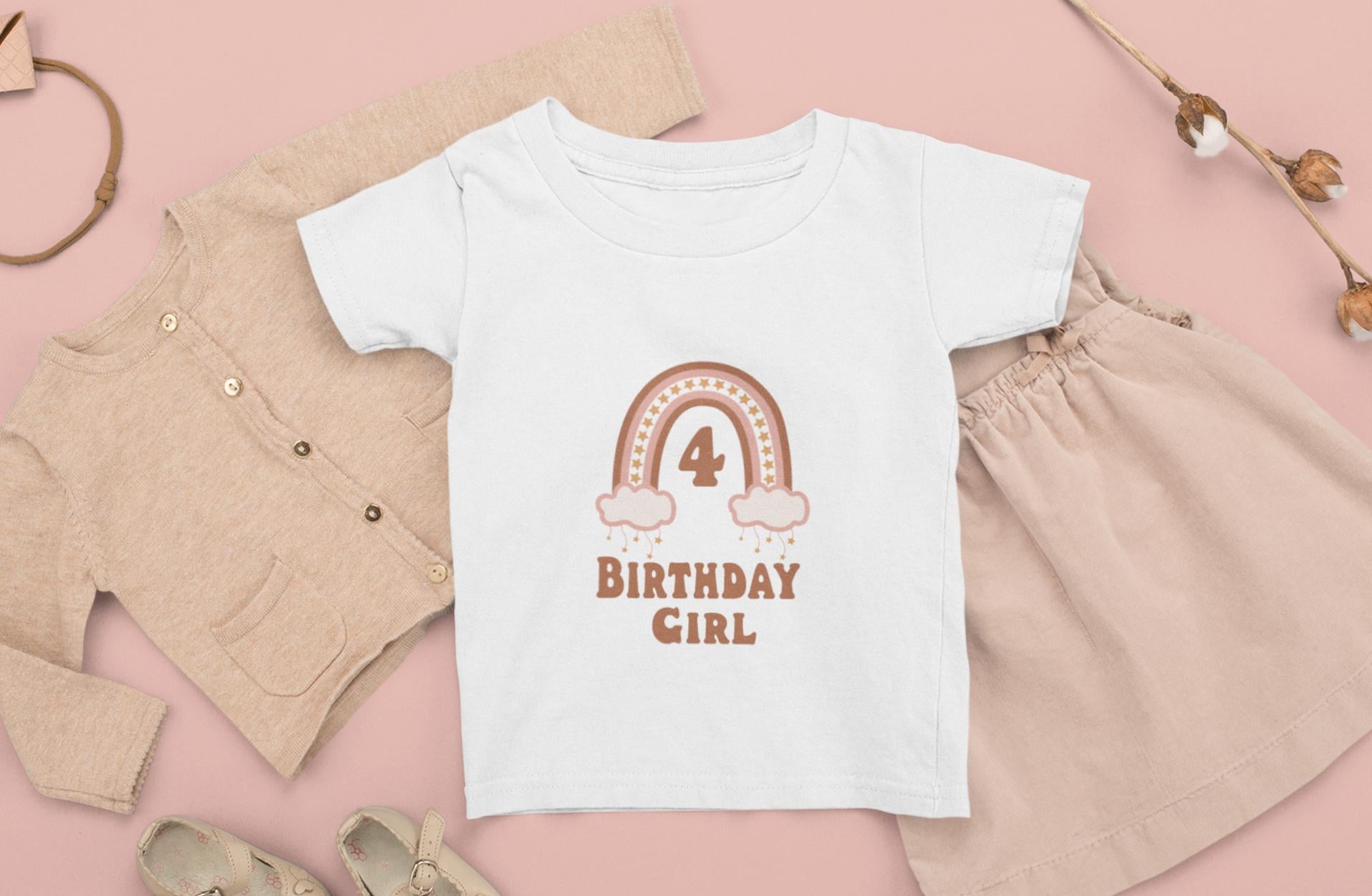 Boho Rainbow SVG, Boho Rainbow Birthday Girl SVG, Retro Svg, Stars Rainbow, Boho birthday Shirt, Happy Birthday Number
