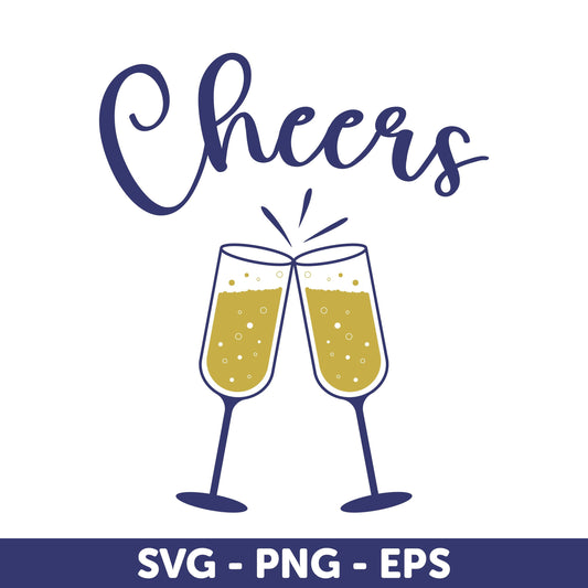 Cheers Svg, Champagne Glass Cheers SVG, Celebrate Svg, New Year SVG, Champagne Toast SVG, Anniversary Design Svg, Christmas Ornaments Svg