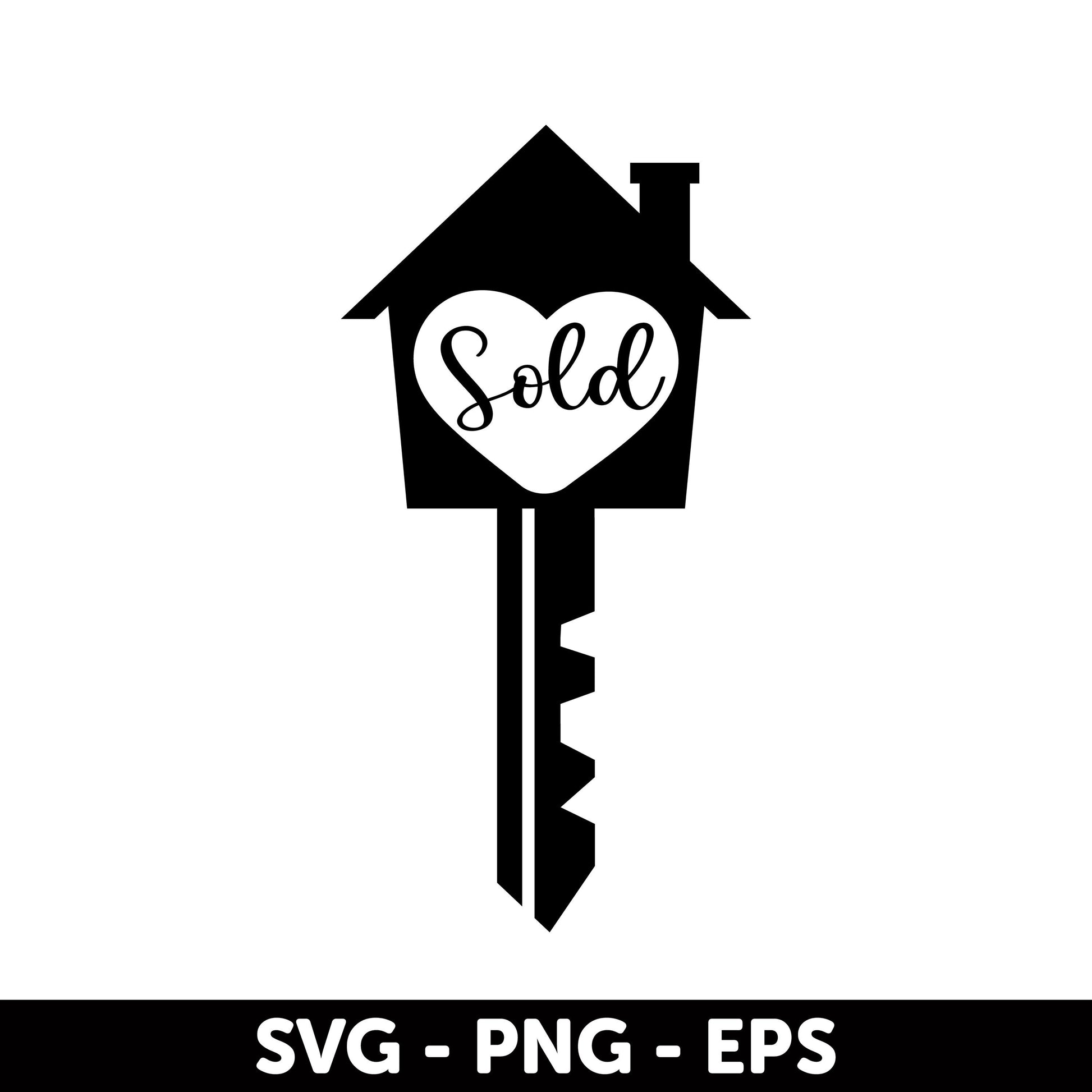 Sold Key with House Design SVG, Real Estate Themed Clipart SVG, Sold Key Design SVG, Real Estate Svg House Key Clipart, Real Estate Clipart
