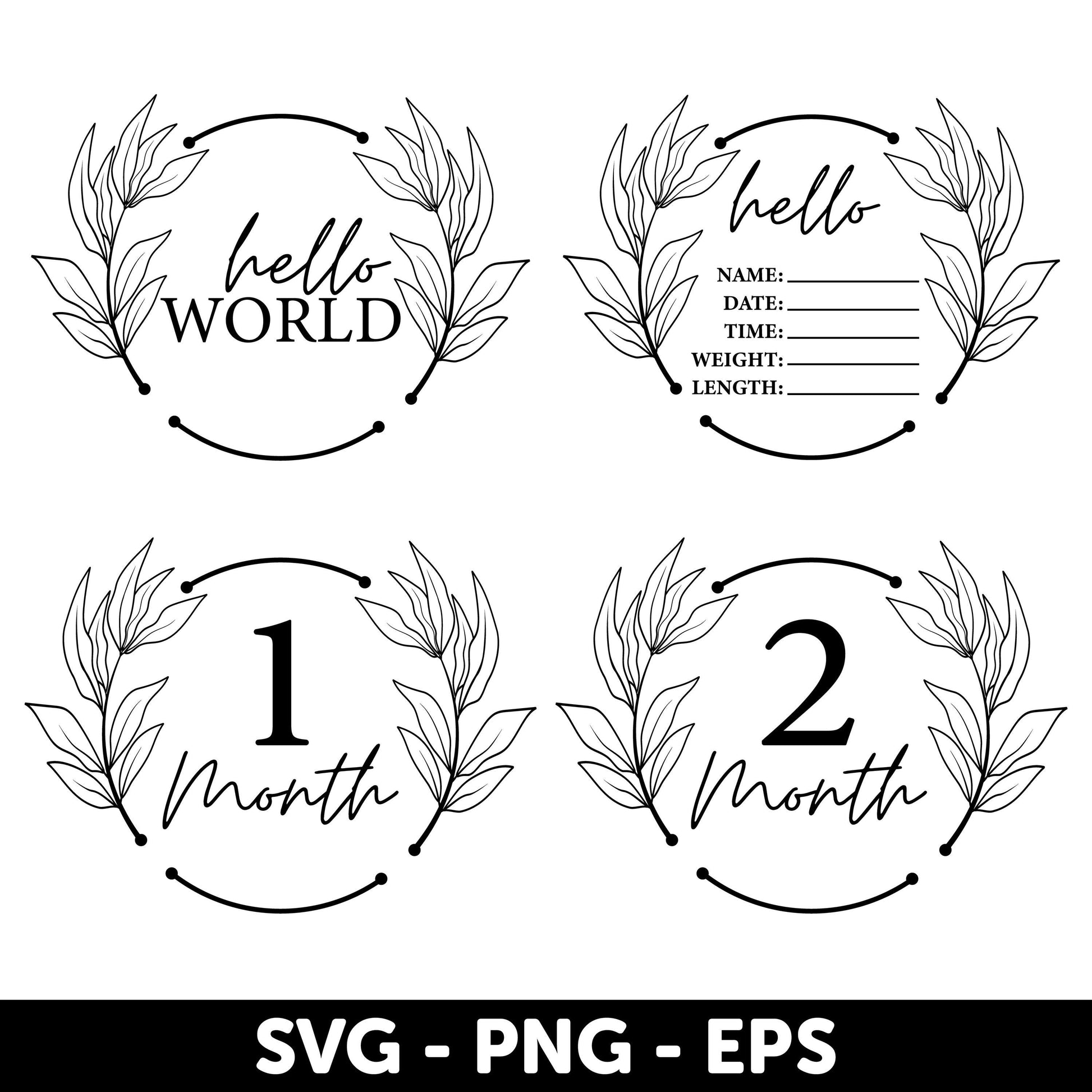 Hello world SVG, Baby announcement Svg, Baby milestone Svg, Baby stats Svg, Baby Milestone Round Svg, Monthly Baby Markers SVG