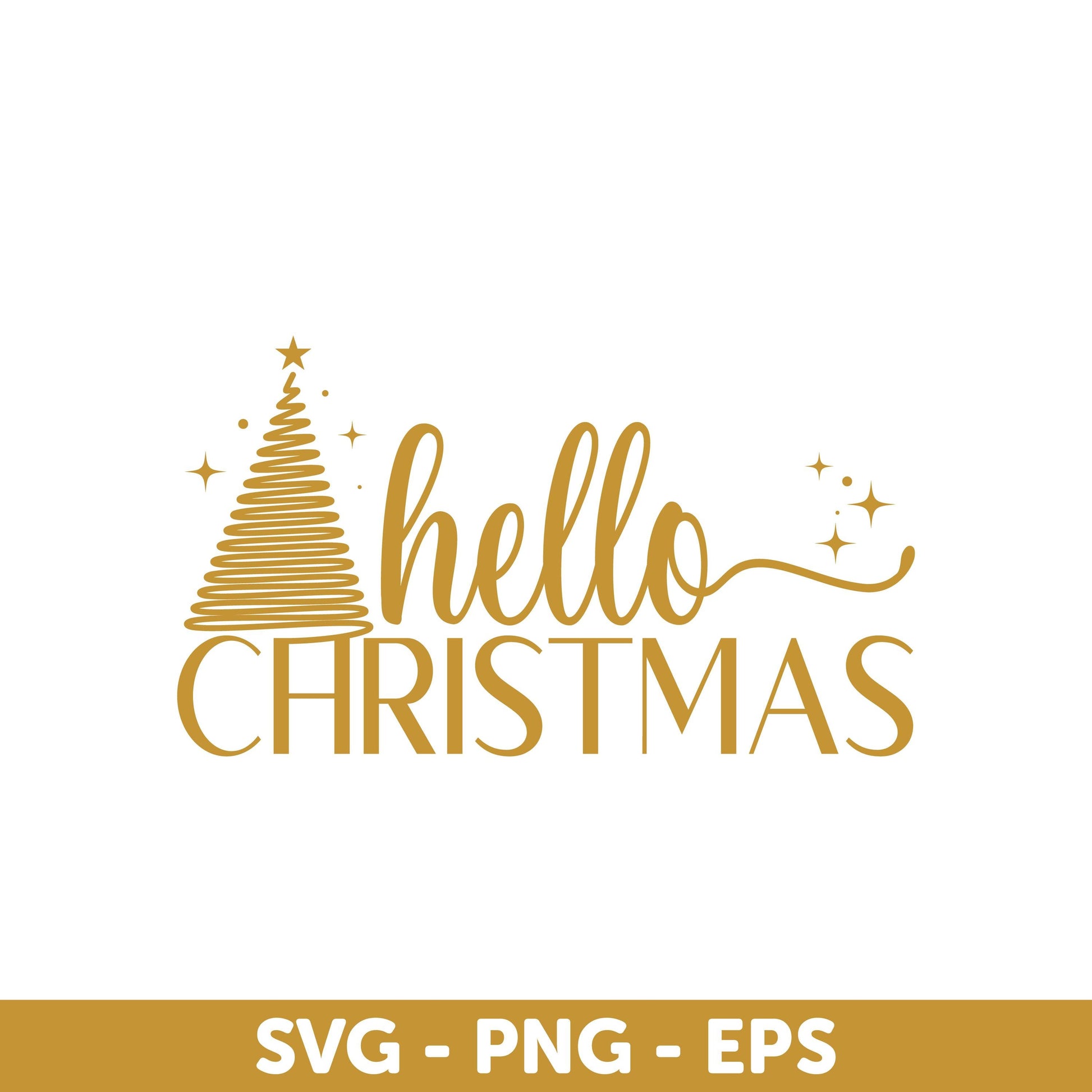 Hello Christmas SVG, Holiday Tree Design, Festive Digital Download, Christmas Shirt SVG, Christmas Card SVG, Christmas Ornaments Svg