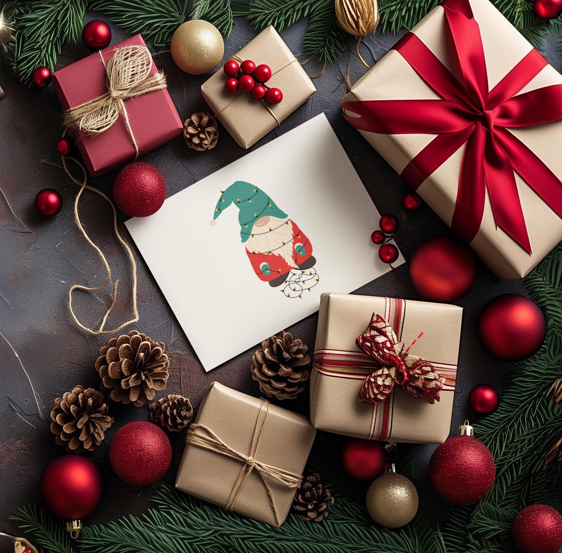 Christmas Gnome SVG with Holiday Lights, Festive Gnome SVG, Merry Christmas Svg, Holiday Gnome clipart Svg, Christmas lights SVG