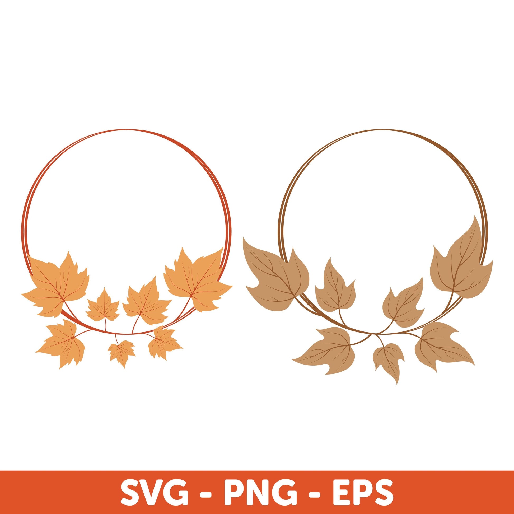 Autumn Wreath Bundle SVG, Fall Leaves Clip Art, Leaves wreath Svg, Thanksgiving Svg, Fall wreath Svg, Offset circle SVG, Leaves Monogram
