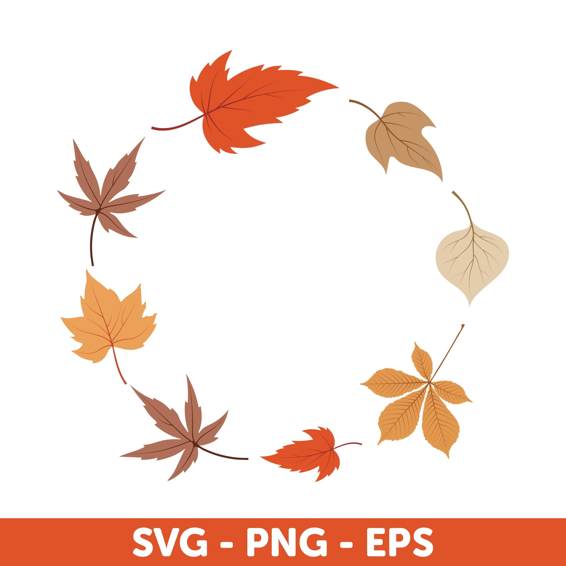 Autumn Wreath Bundle SVG, Fall Leaves Clip Art, Leaves wreath Svg, Thanksgiving Svg, Fall wreath Svg, Offset circle SVG, Leaves Monogram