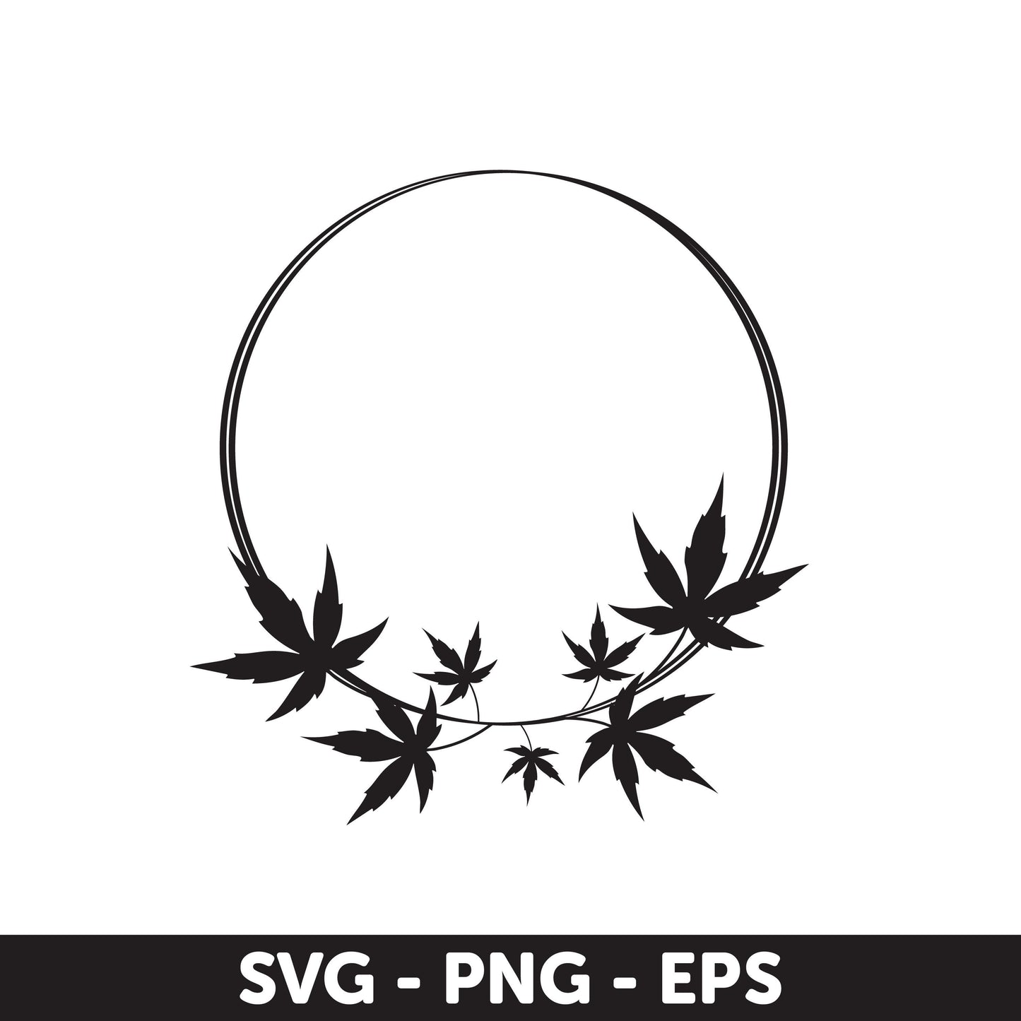 Black Silhouette Autumn Wreaths SVG, Wedding Wreath Svg, Wreath Monogram Svg, Leaves Svg, Circle Svg, Plant Svg, Wedding Wreath Svg