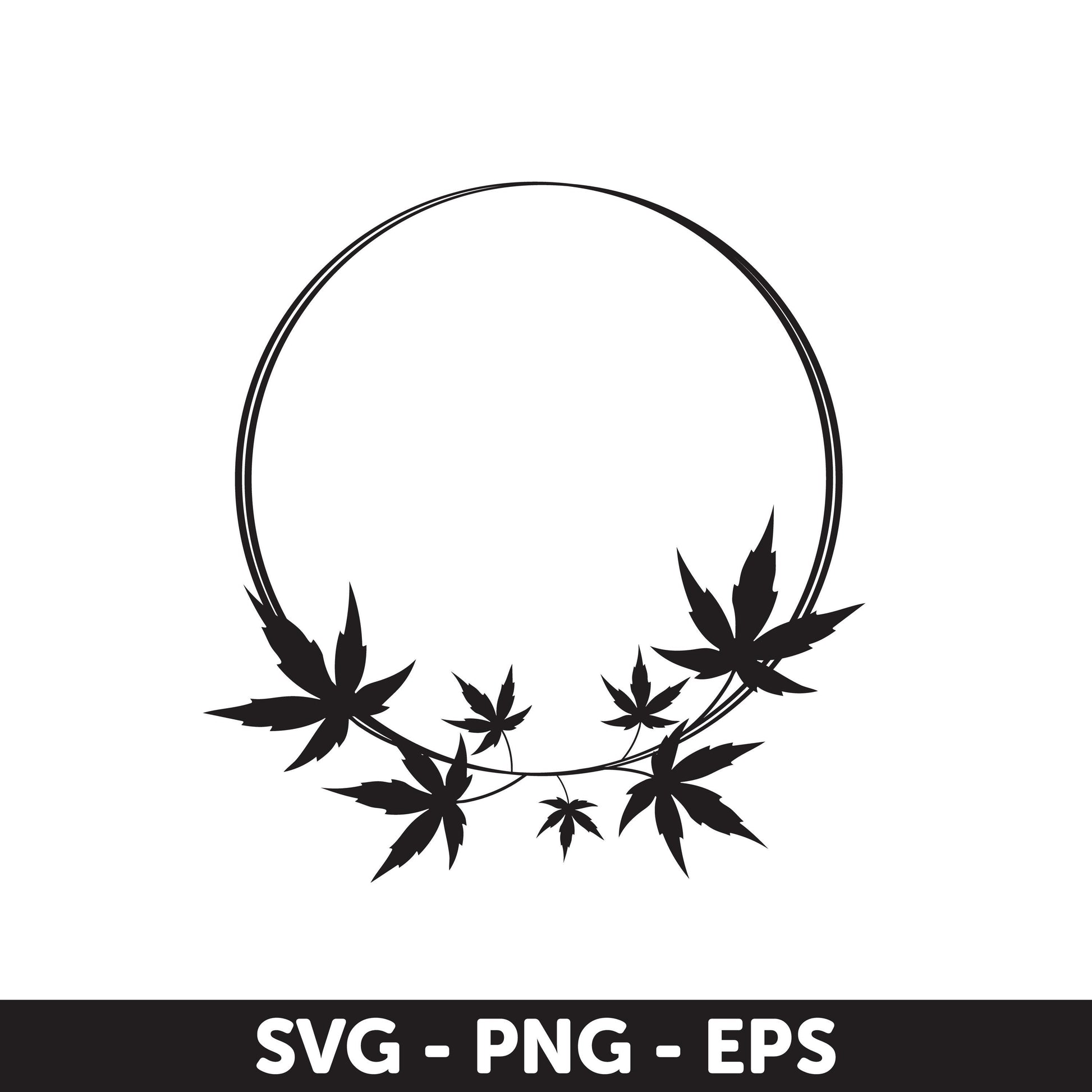 Black Silhouette Autumn Wreaths SVG, Wedding Wreath Svg, Wreath Monogram Svg, Leaves Svg, Circle Svg, Plant Svg, Wedding Wreath Svg