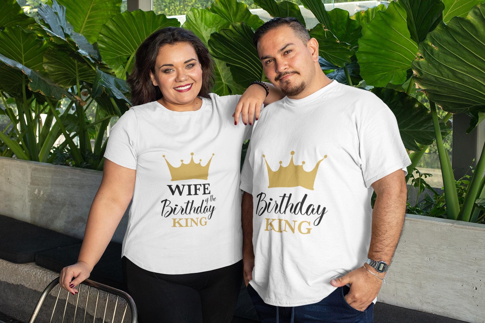 Birthday King & Wife Bundle - SVG, couples birthday Svg, gold crown Svg, birthday party Svg, matching couple shirts, birthday theme