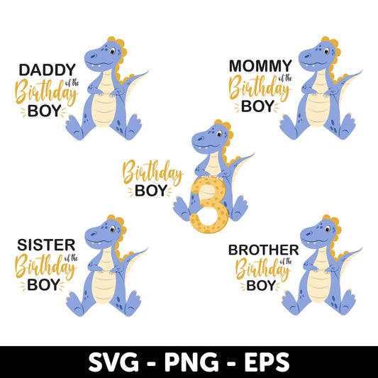 Birthday Boy, 3rd Birthday, Dinosaur Birthday SVG, Birthday party decorations, Matching Family Dinosaur Birthday Svg, Three Birthday Svg