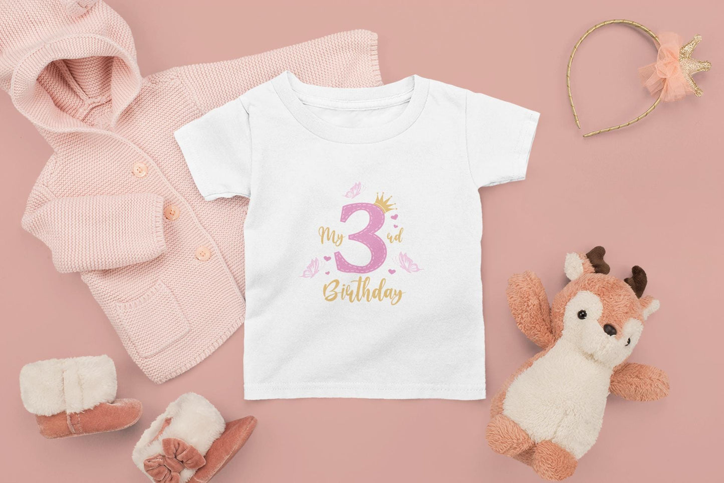 My 3rd Birthday Shirt Design, Princess Birthday Design Svg, pink and gold birthday, milestone birthday design, 3rd Birthday Svg