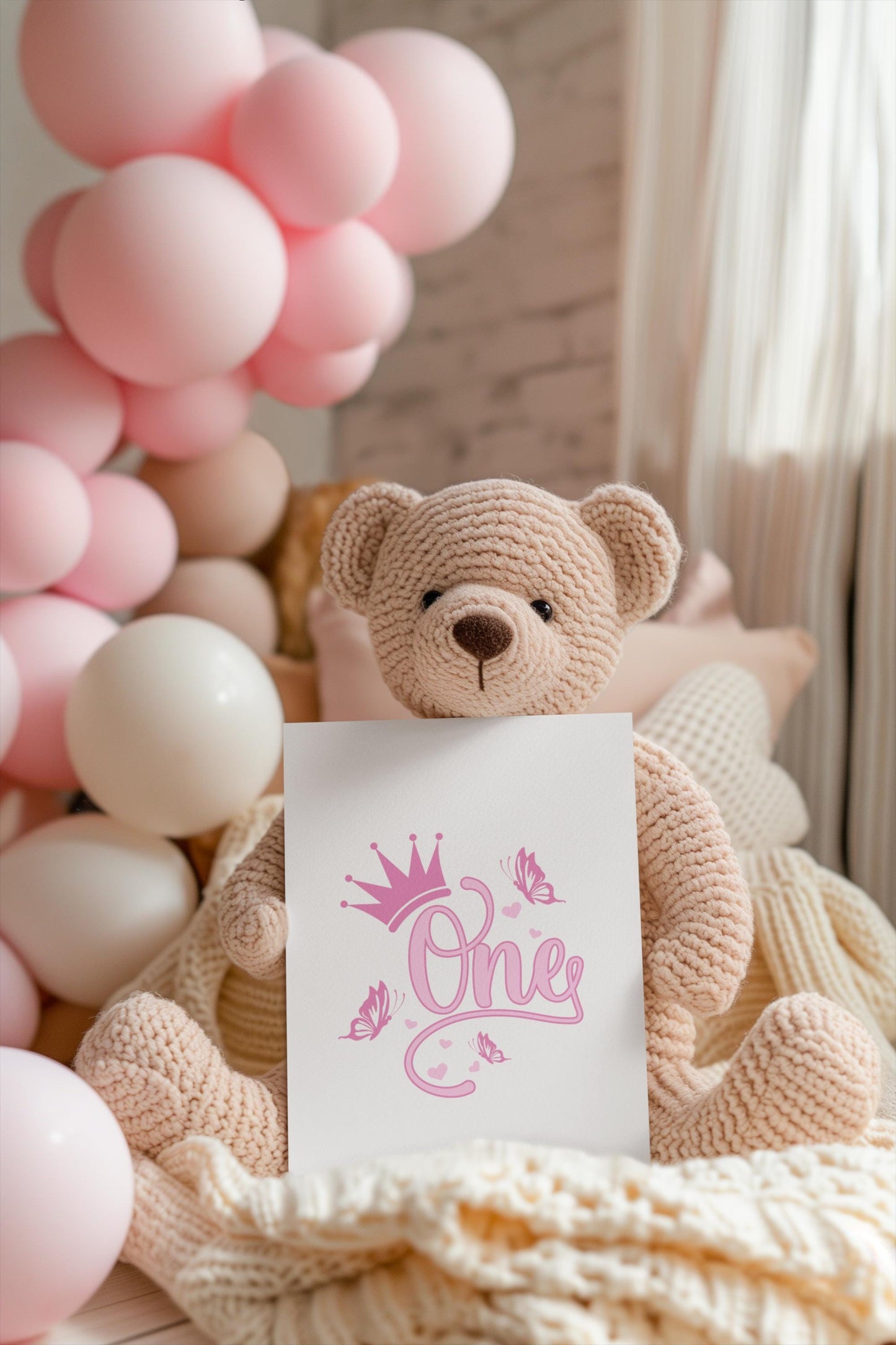 First Birthday Design with Crown and Butterflies SVG, 1st birthday design, Princess Birthday Svg, Girls 1st Birthday Svg