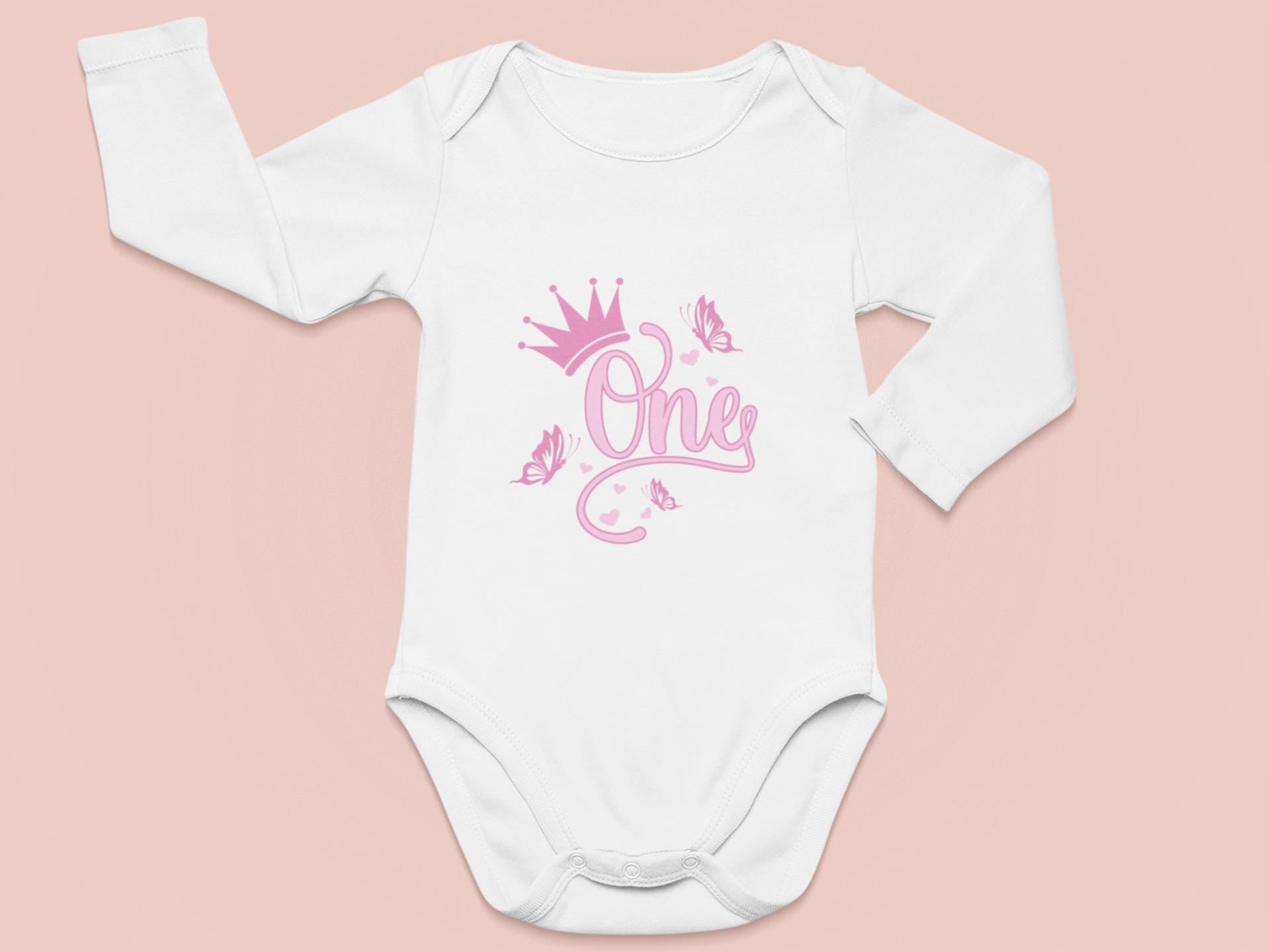 First Birthday Design with Crown and Butterflies SVG, 1st birthday design, Princess Birthday Svg, Girls 1st Birthday Svg