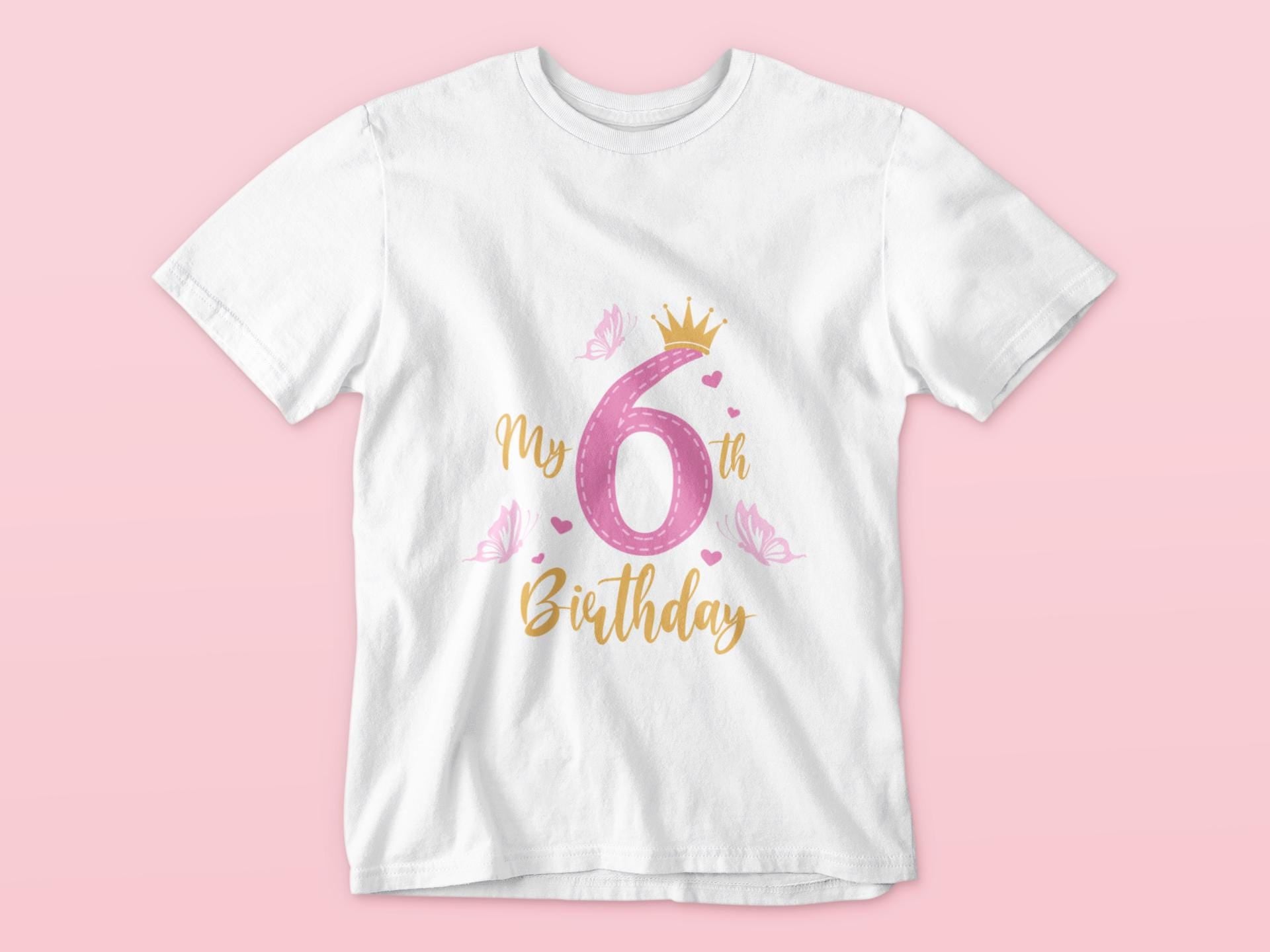 My 6th Birthday Svg, Butterfly and Crown Design for Girls, Kids birthday SVG, Birthday Party Design Svg, Cute Birthday Template Svg