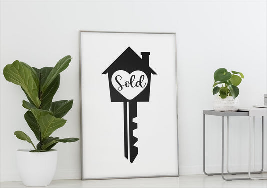 Sold Key with House Design SVG, Real Estate Themed Clipart SVG, Sold Key Design SVG, Real Estate Svg House Key Clipart, Real Estate Clipart