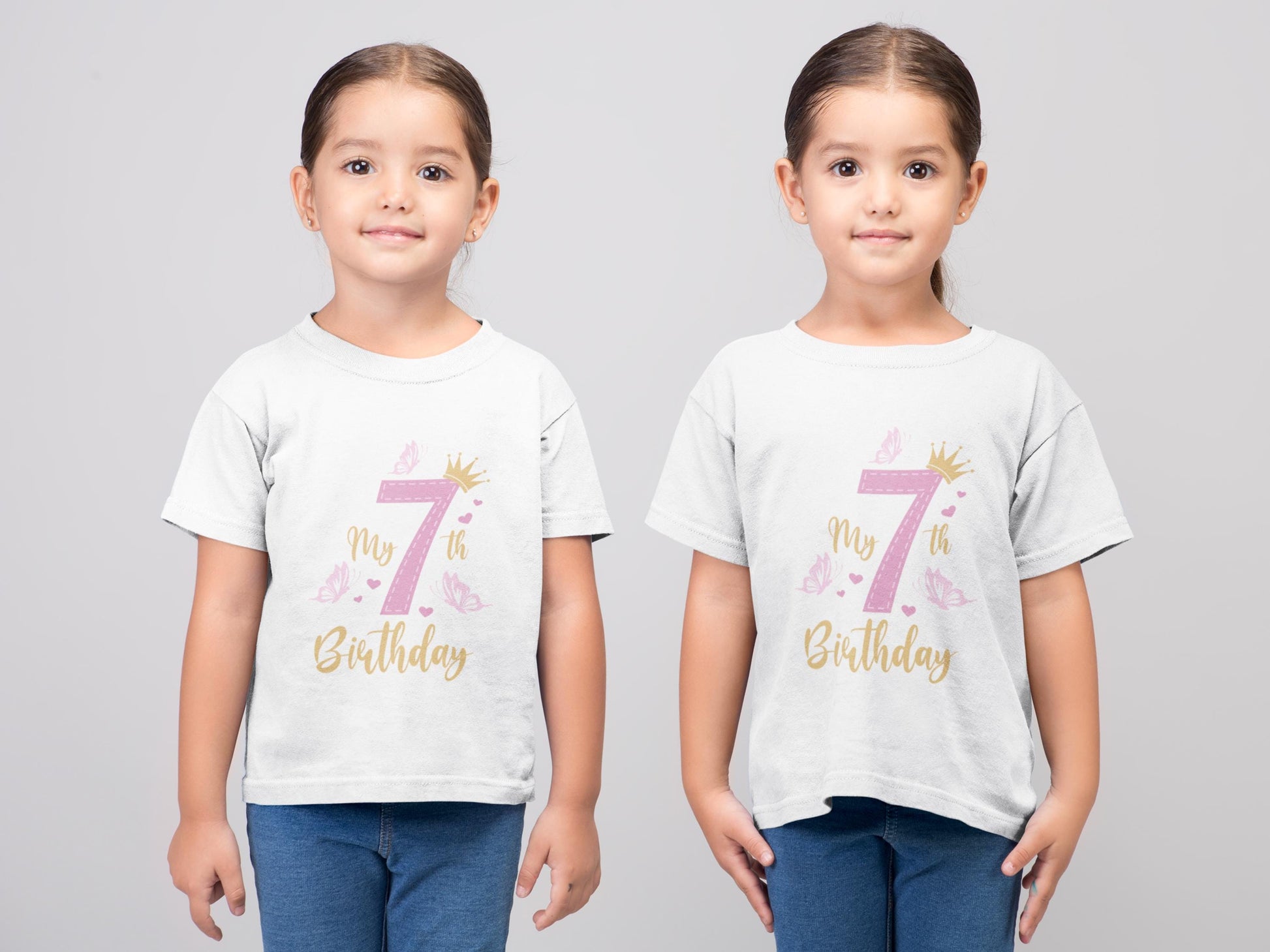 7th Birthday Svg, Princess Birthday Svg, Crown and Butterfly Design for Girls Svg, Kids Birthday SVG, Birthday Party Design Svg