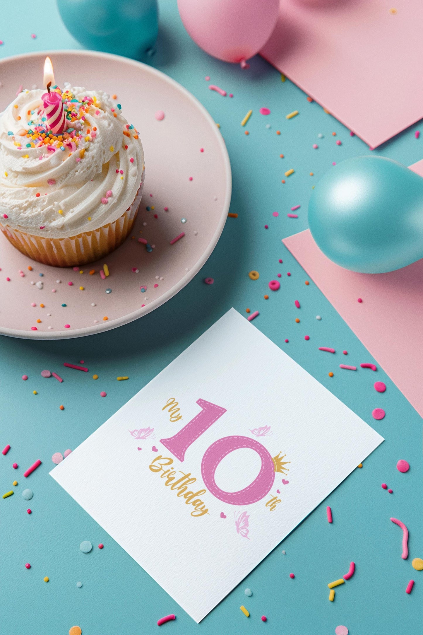 10th Birthday Svg, Birthday Decoration Svg, Design for Girls, Princess Birthday Svg, Birthday Party Design Svg, Cute Birthday Template Svg